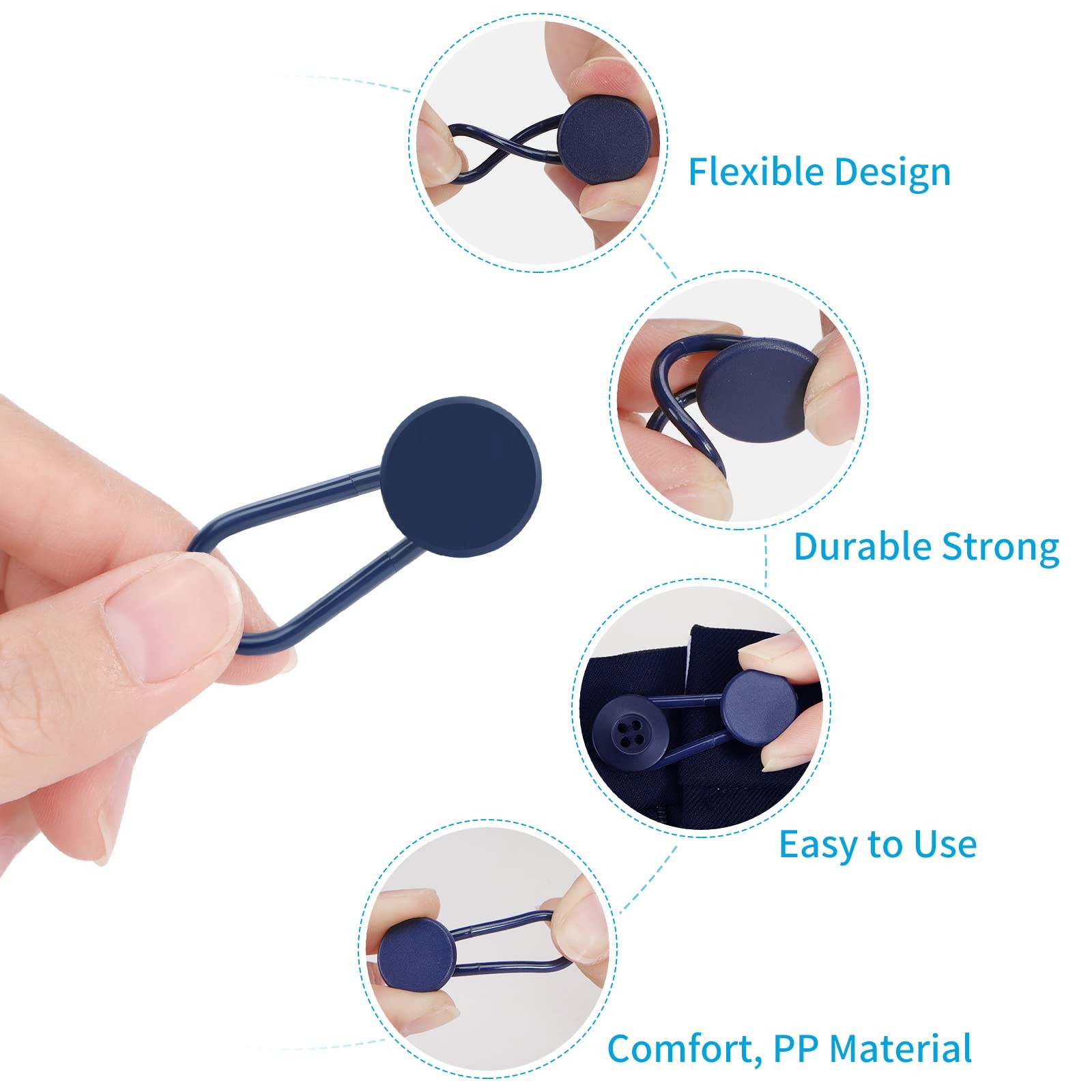 Ceryvop 12 PCS Button Extenders for Jeans, 0.65 inches, [Multiple Colors]