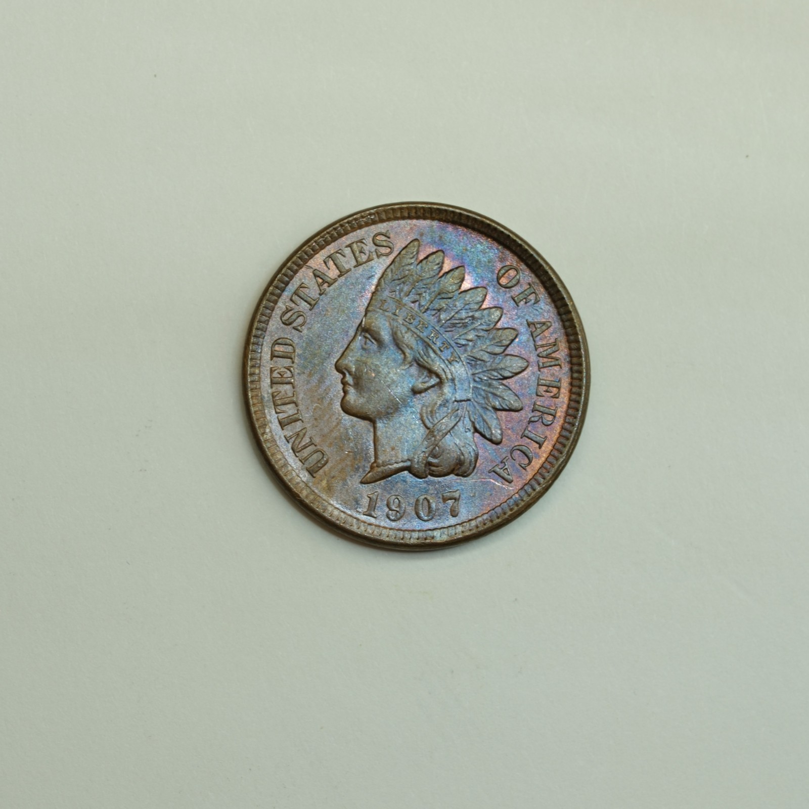 TONED 1907 Indian Cent Ch Gem BU Full Diamonds Lustrous