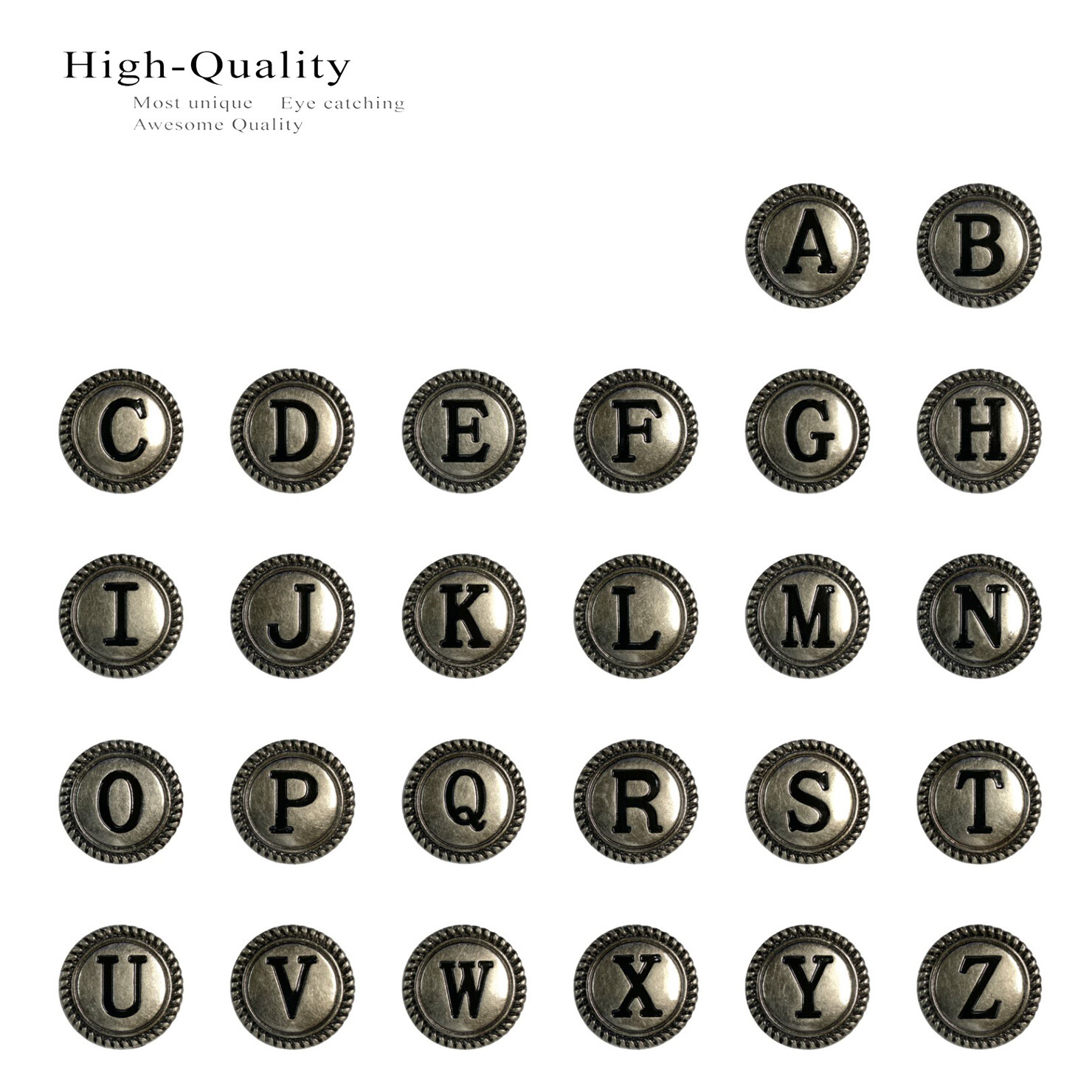 1-1/8" Antique Silver Letter Initial Alphabet Conchos Tack Screw Back Concho
