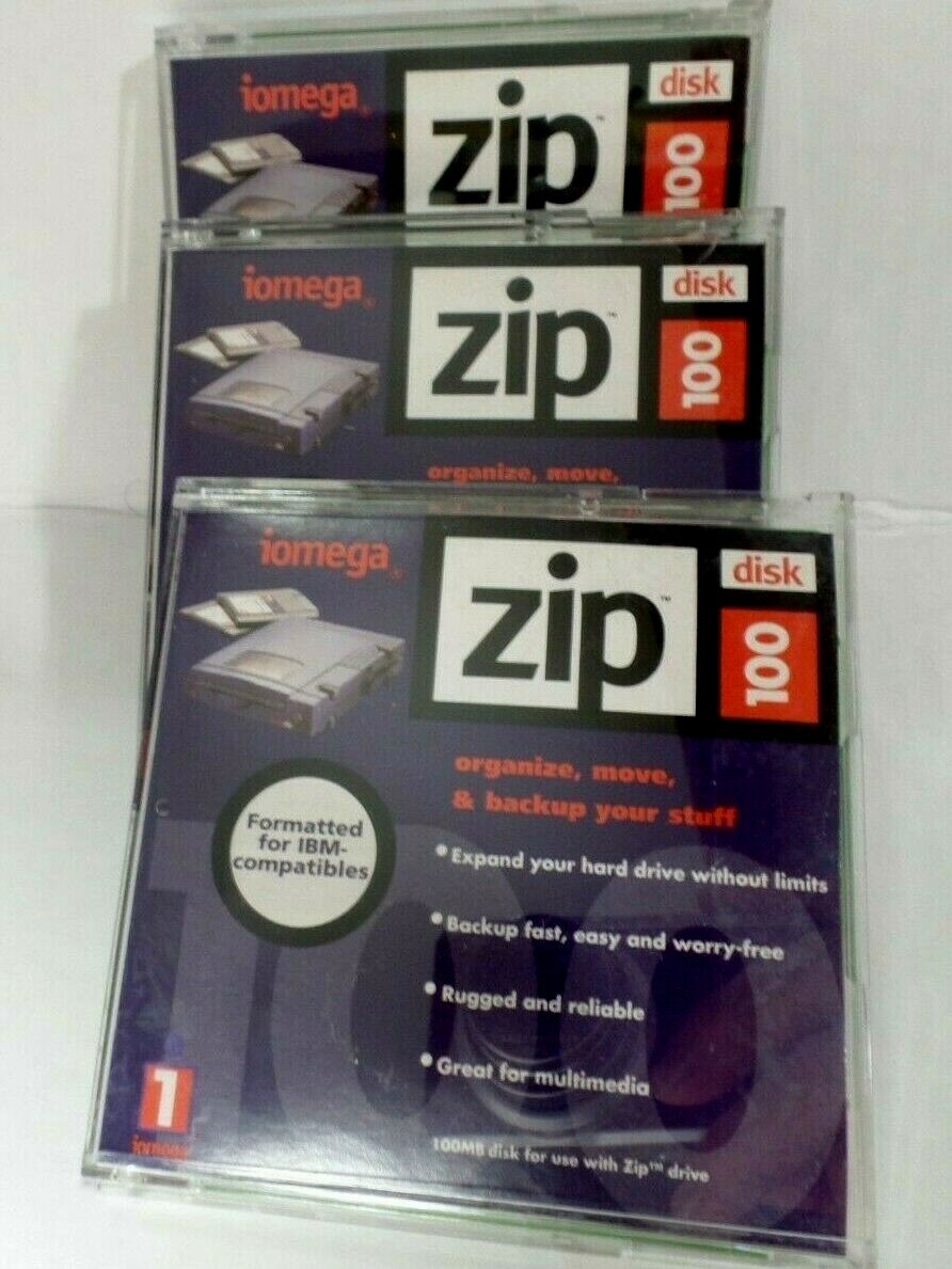 iomega Zip100 Disks 3 100MB disks In Jewel Cases Lot Of 3