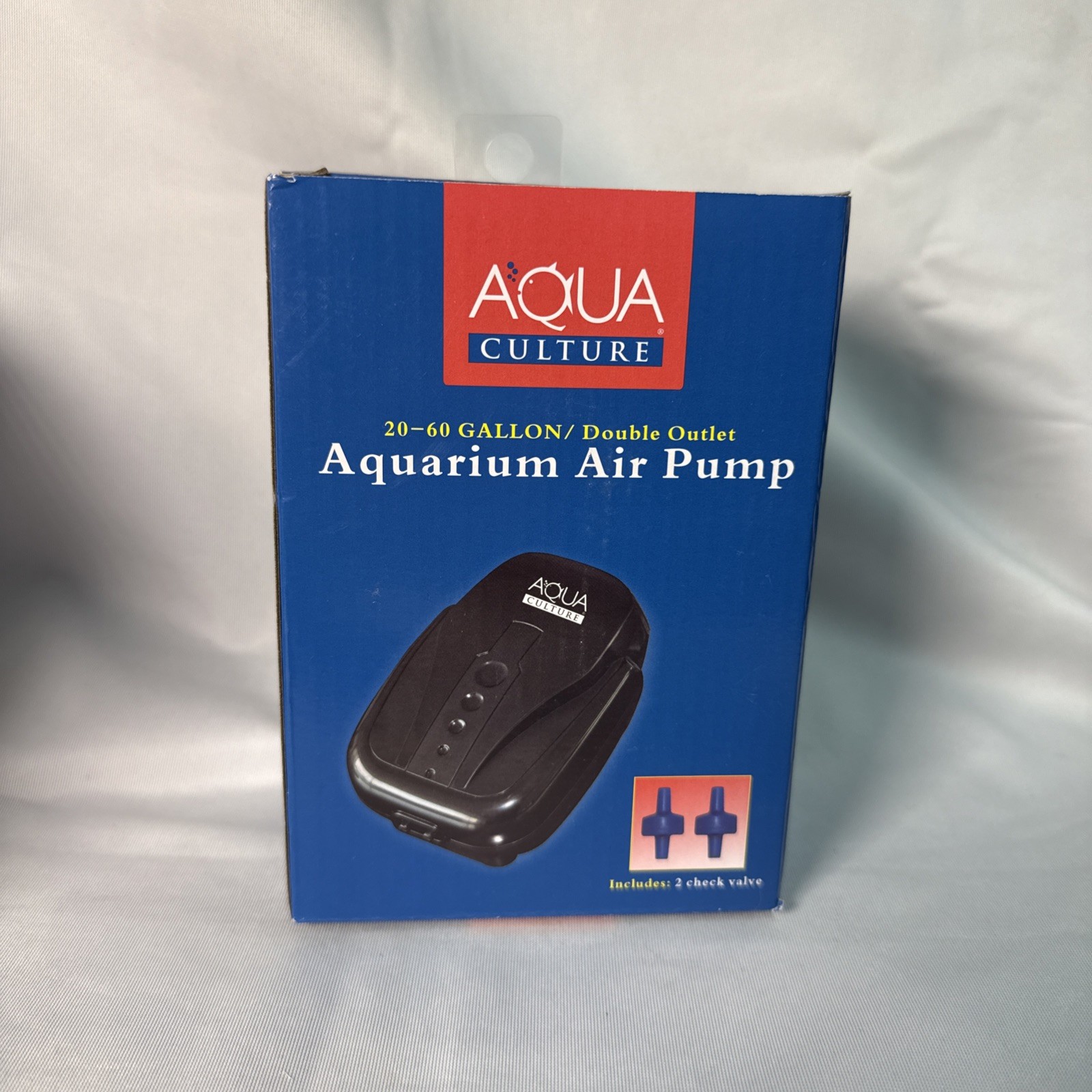 Aqua Culture 20-60 Gallon Aquarium Air Pump Double Outlet W/2 Check Valves 2D2