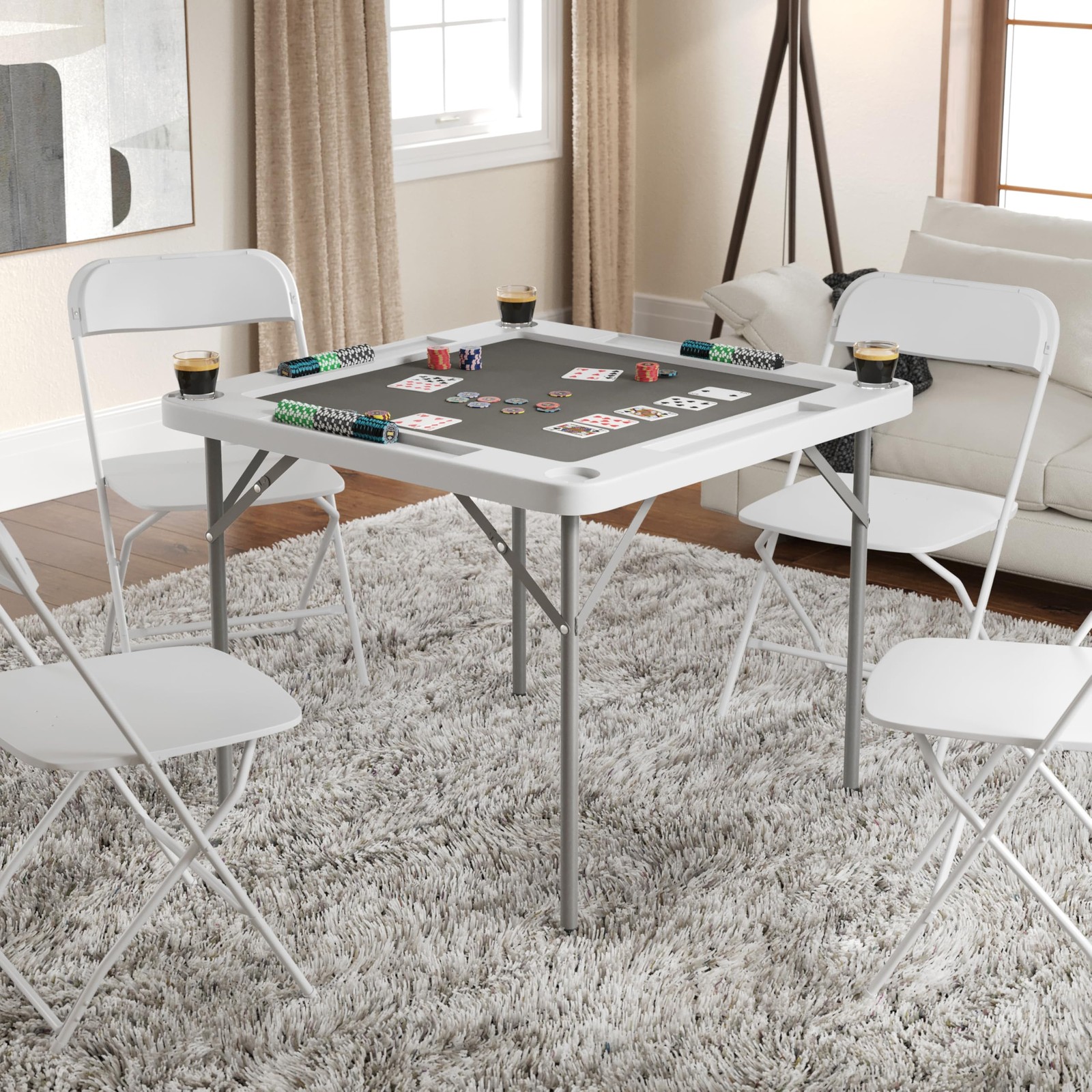 Flash Furniture Silas 34.5" Square Folding Card Table w/Gray Felt Surface