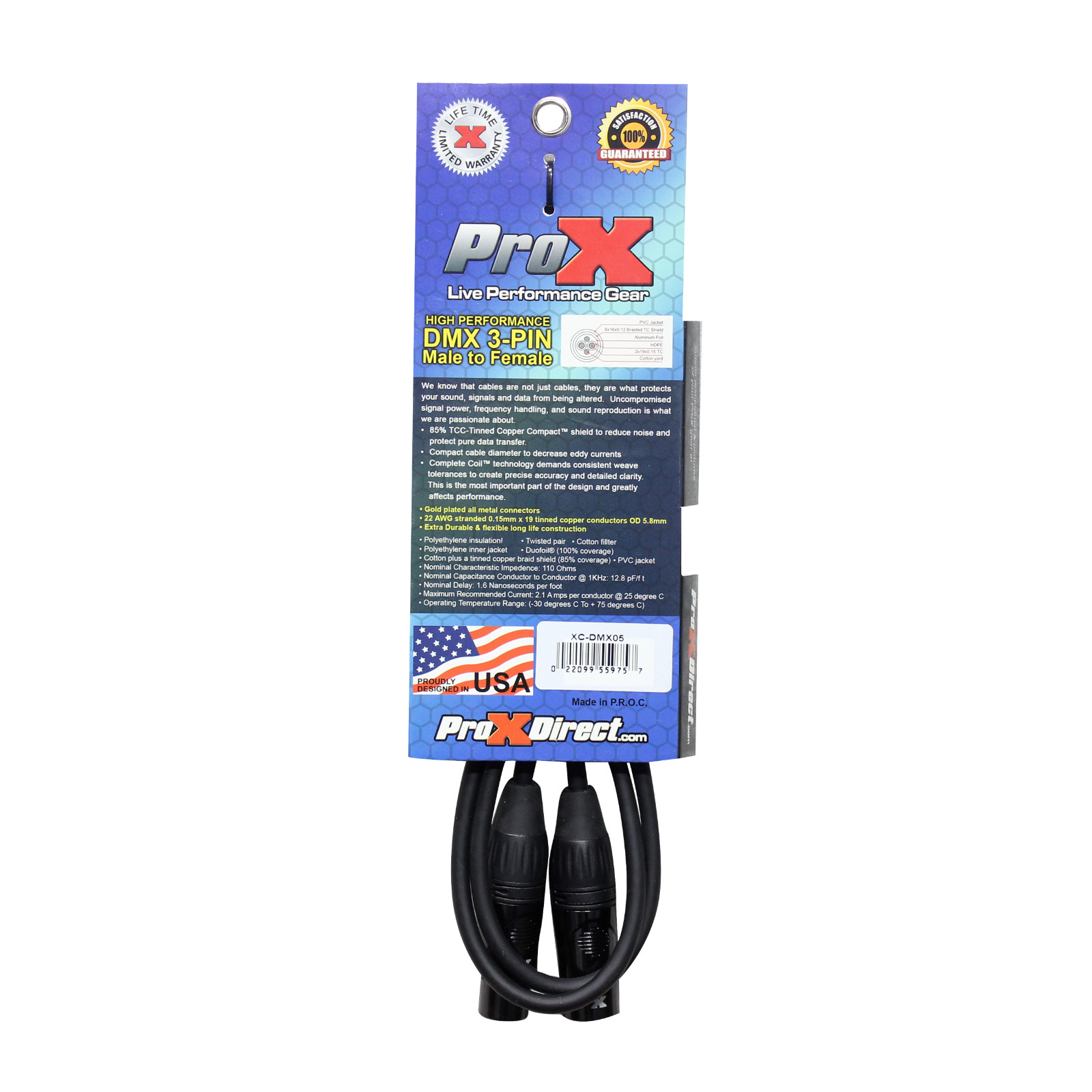 20 Prox 3 Pin DMX 5 ft Stage High Performance Lighting Shielded Cables