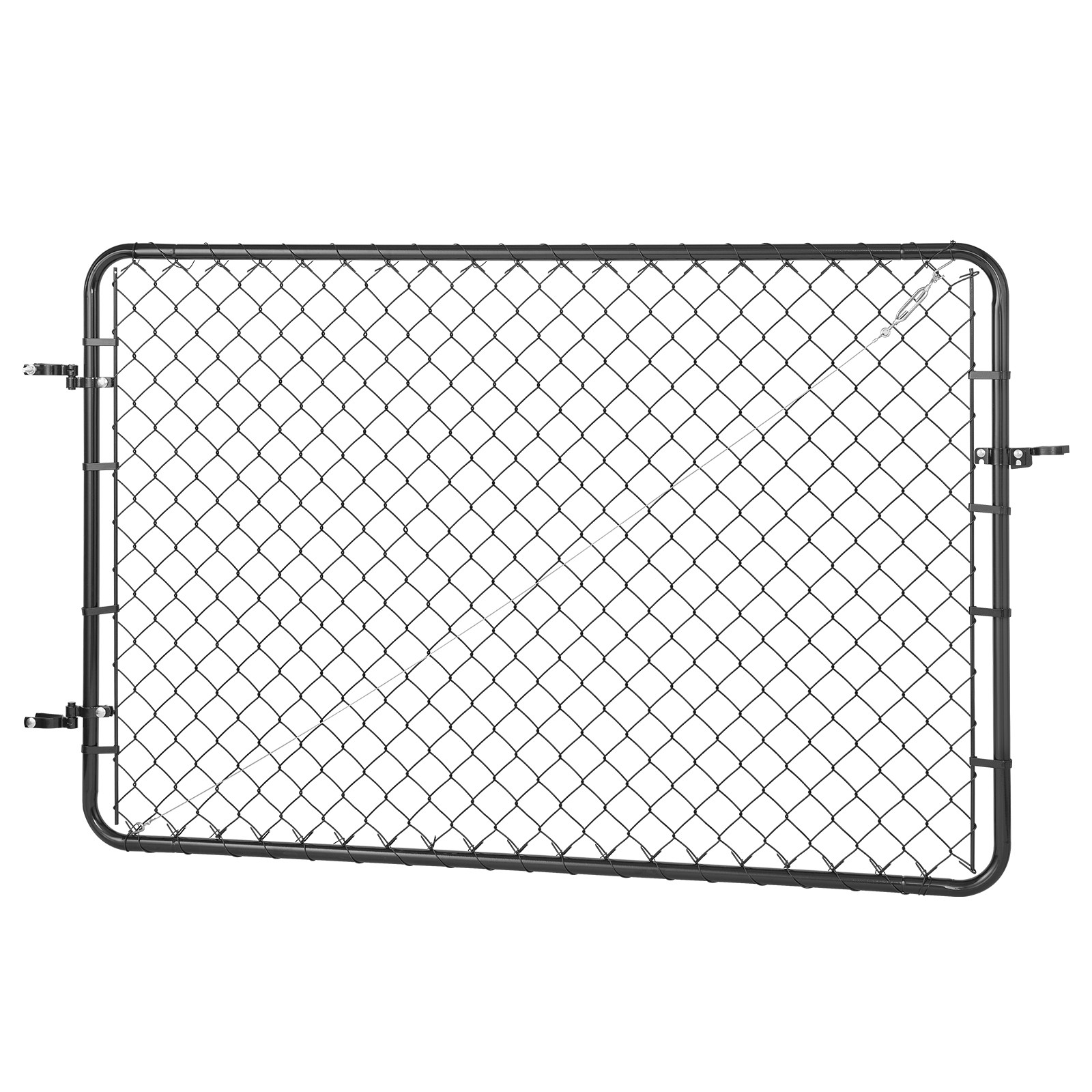 Black Chain Link Fence Gate Adjustable for 2.2-6 ft Yard Openings, Quick Install