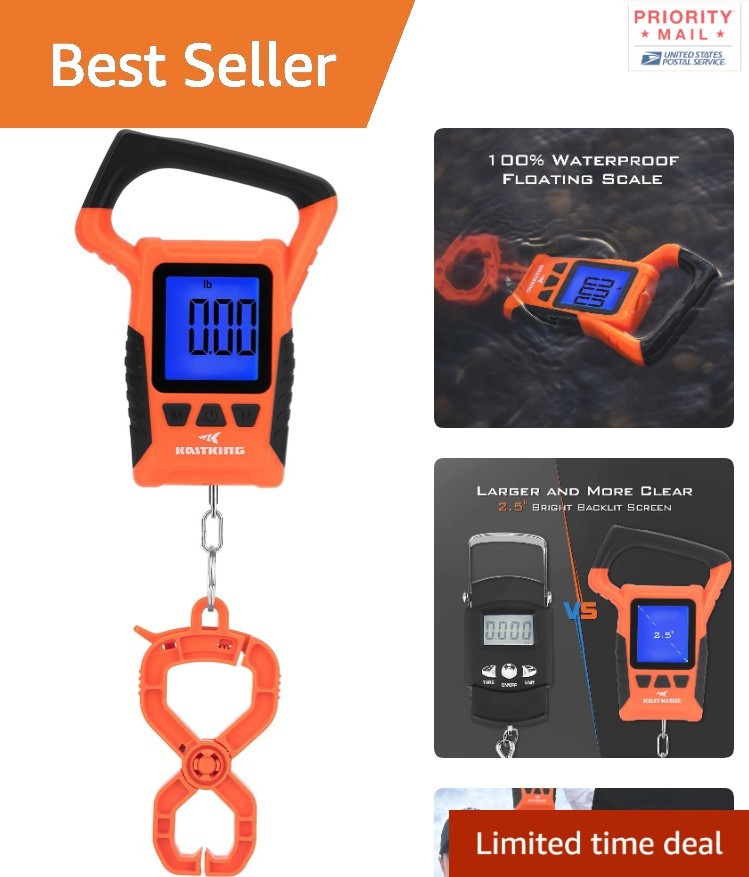 110lb Waterproof Fish Scale with Large LCD Display & Memory Functionality
