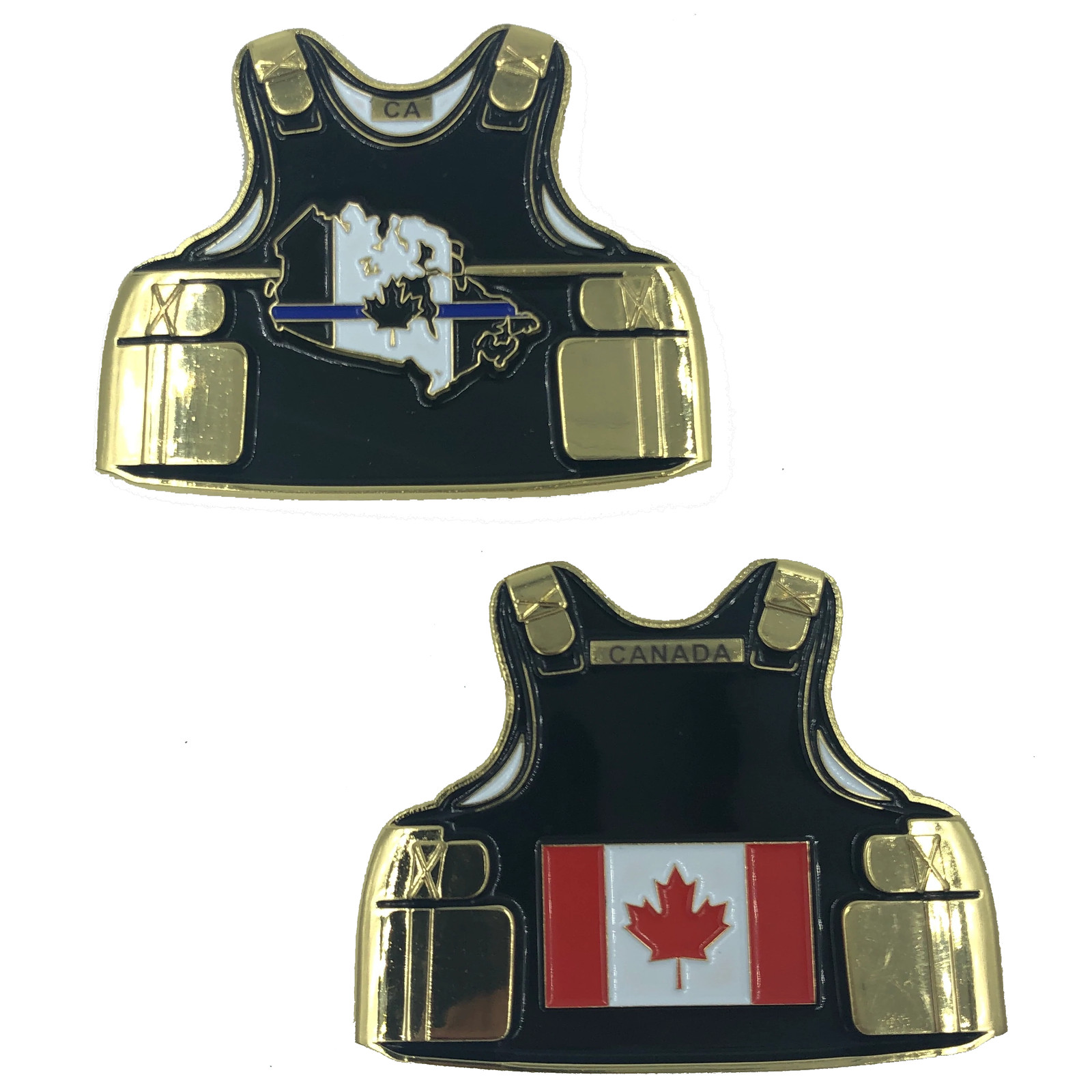 D-006 Canada LEO Thin Blue Line Police Body Armor State Flag Challenge Coins