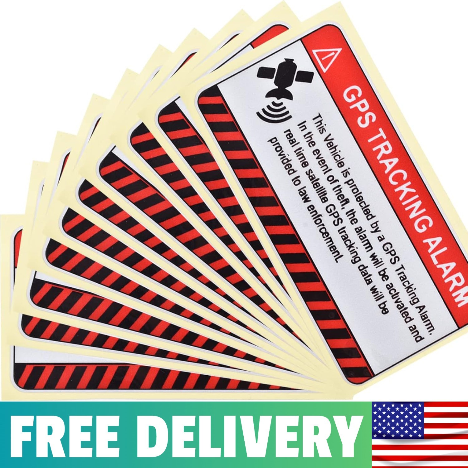 10Pcs GPS Tracking Stickers, Self Adhesive Anti-Theft Car Decals | 2x4inch, Pet