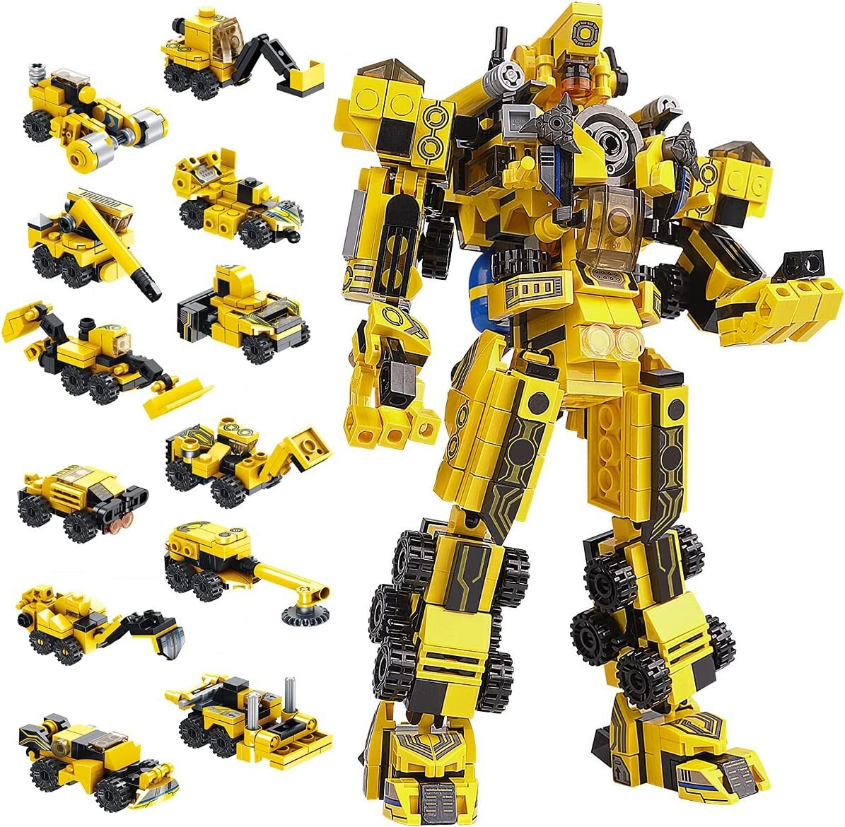 Robot Building Toys for Old Kids 25-In-1 Construction Blocks Sets (Yellow)