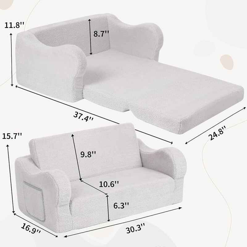 Extra Wide Toddler Chair 2-in-1 Fold Out Lounger Kids Sofa Convertible Couch New