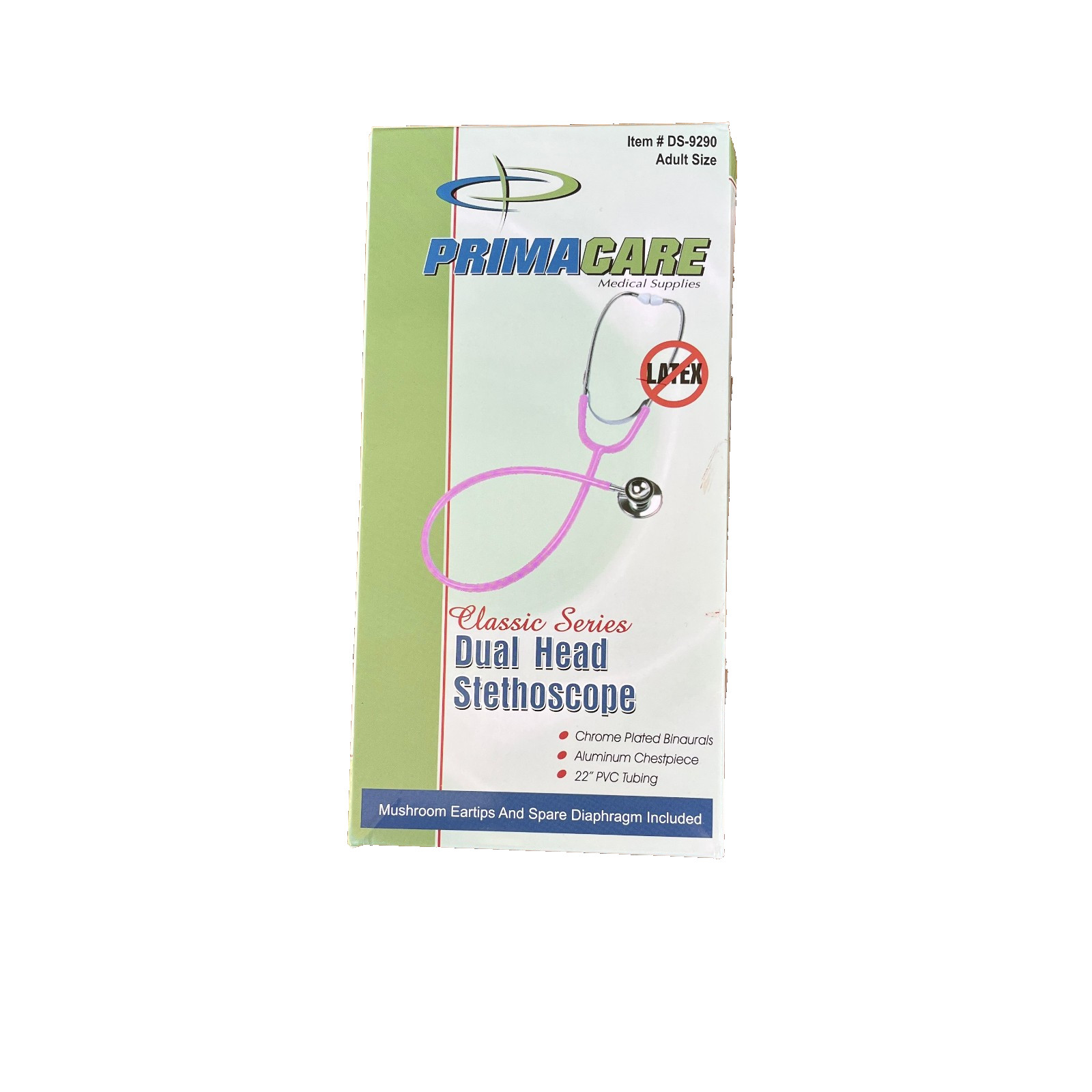Stethoscope Primacare DS-9290-BK Classic Series Adult Dual-Head 22" PVC Tubing