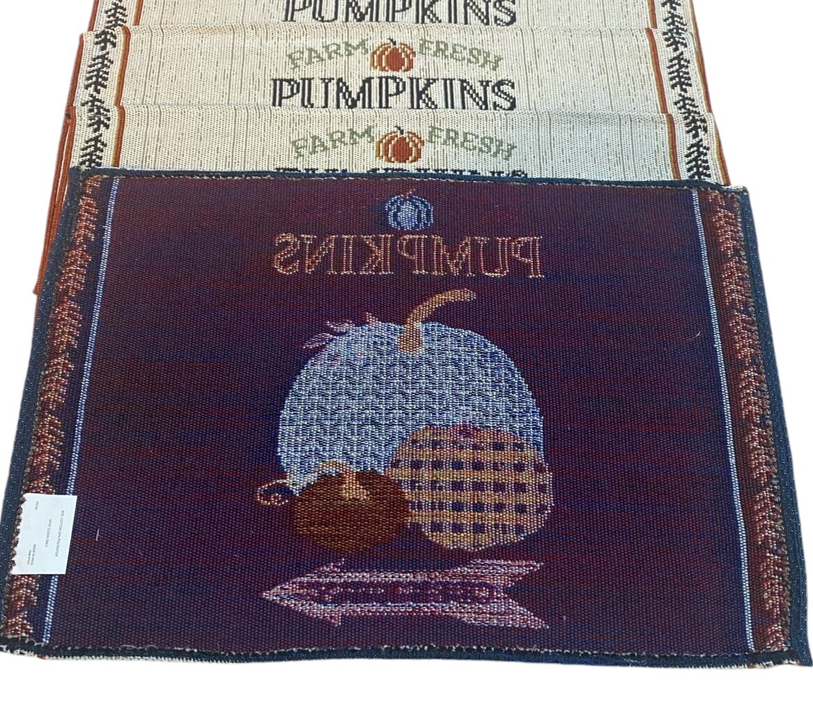 Fall Table Runner Placemat Set Farm Fresh Pumpkins Tapestry Harvest Décor