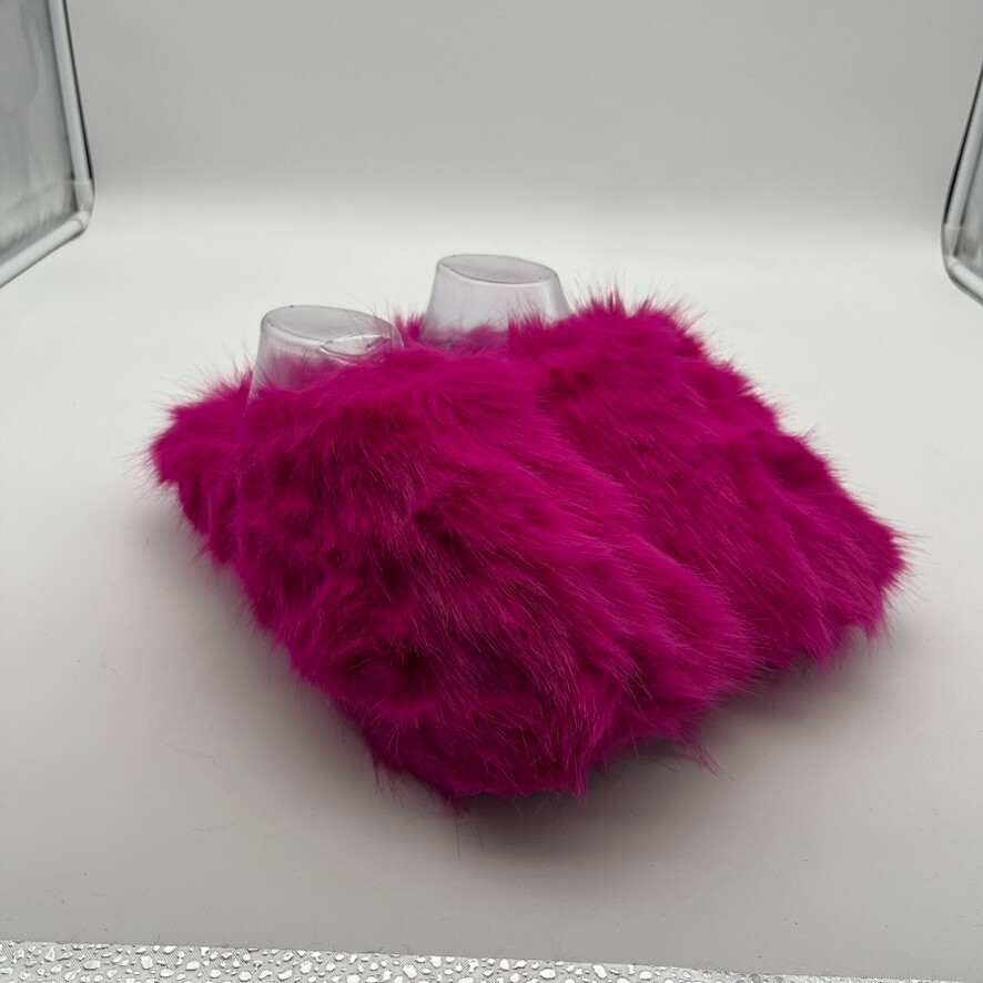 Super Hot Pink Faux Fur Slip-On House Slippers Men's Size 9.5-10 NEW