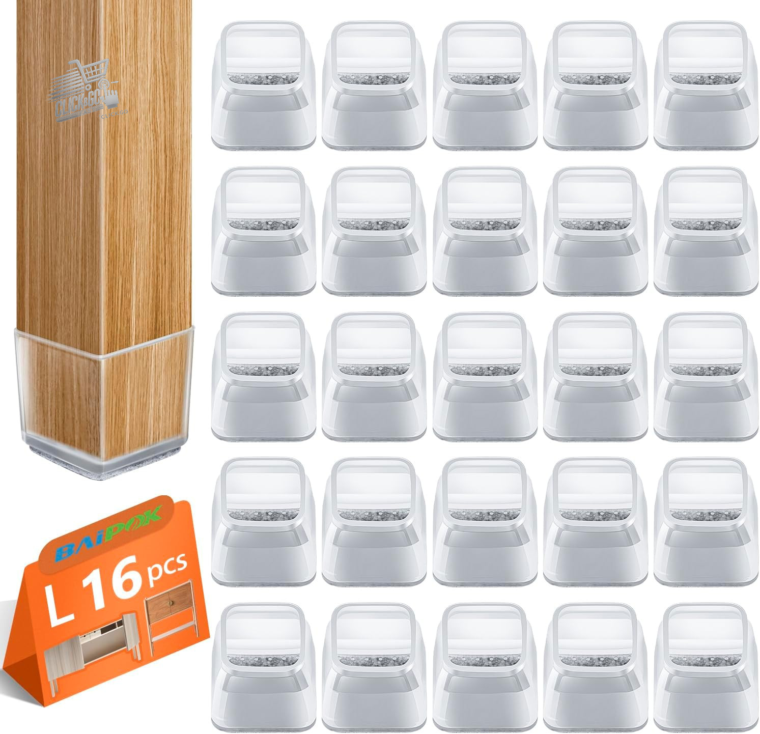 16 Pieces Square Chair Felt, Small Transparent Chair Caps, G