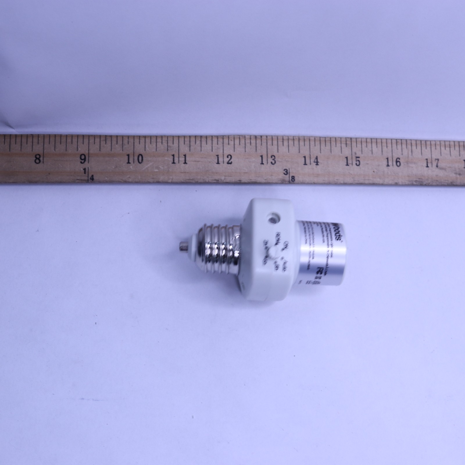 Woods 2-5-8 Hour Photocell Control Light Socket Timer, White