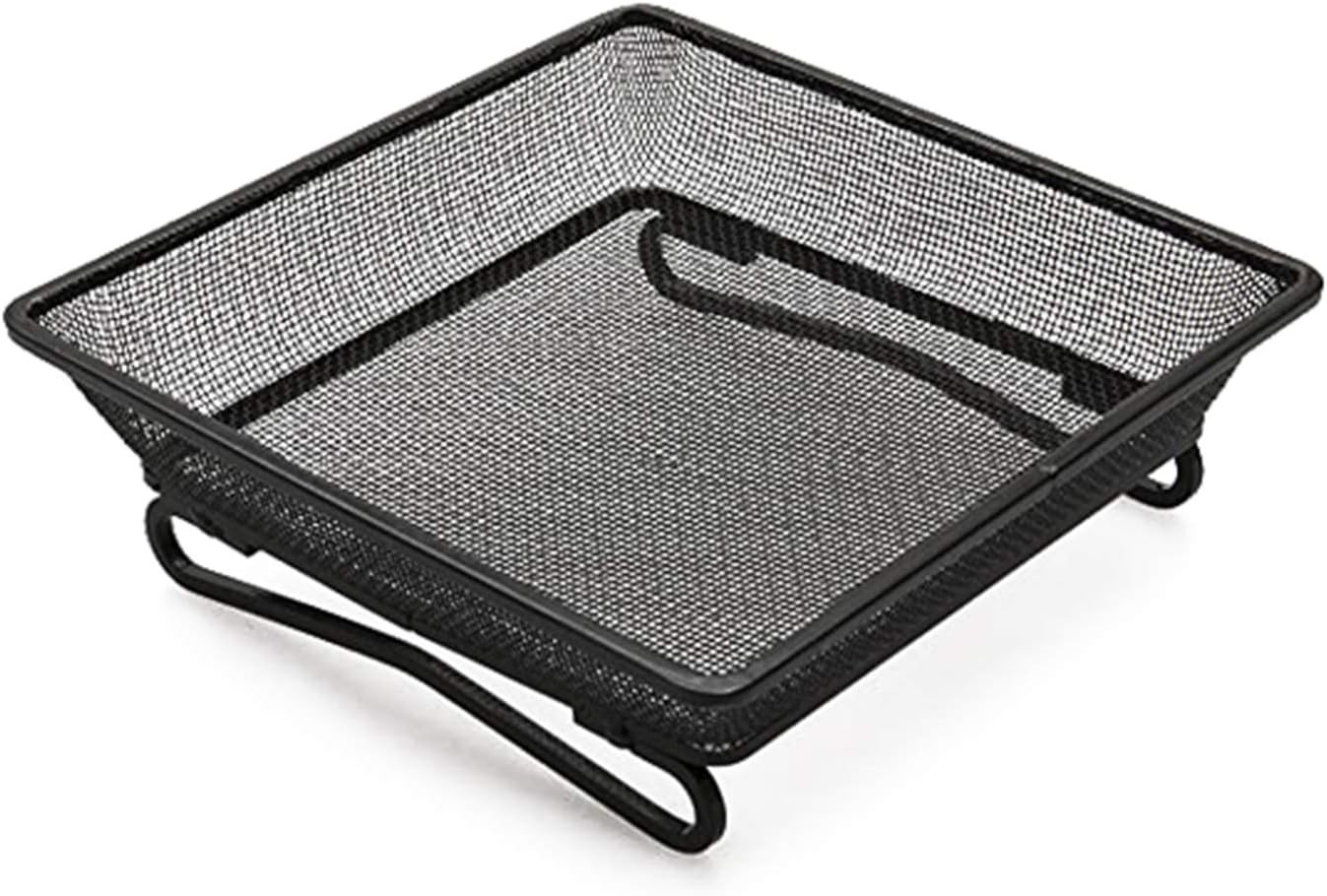 Ground Bird Feeder Tray 8 inches Square Platform Metal Mesh Seed Holder Black