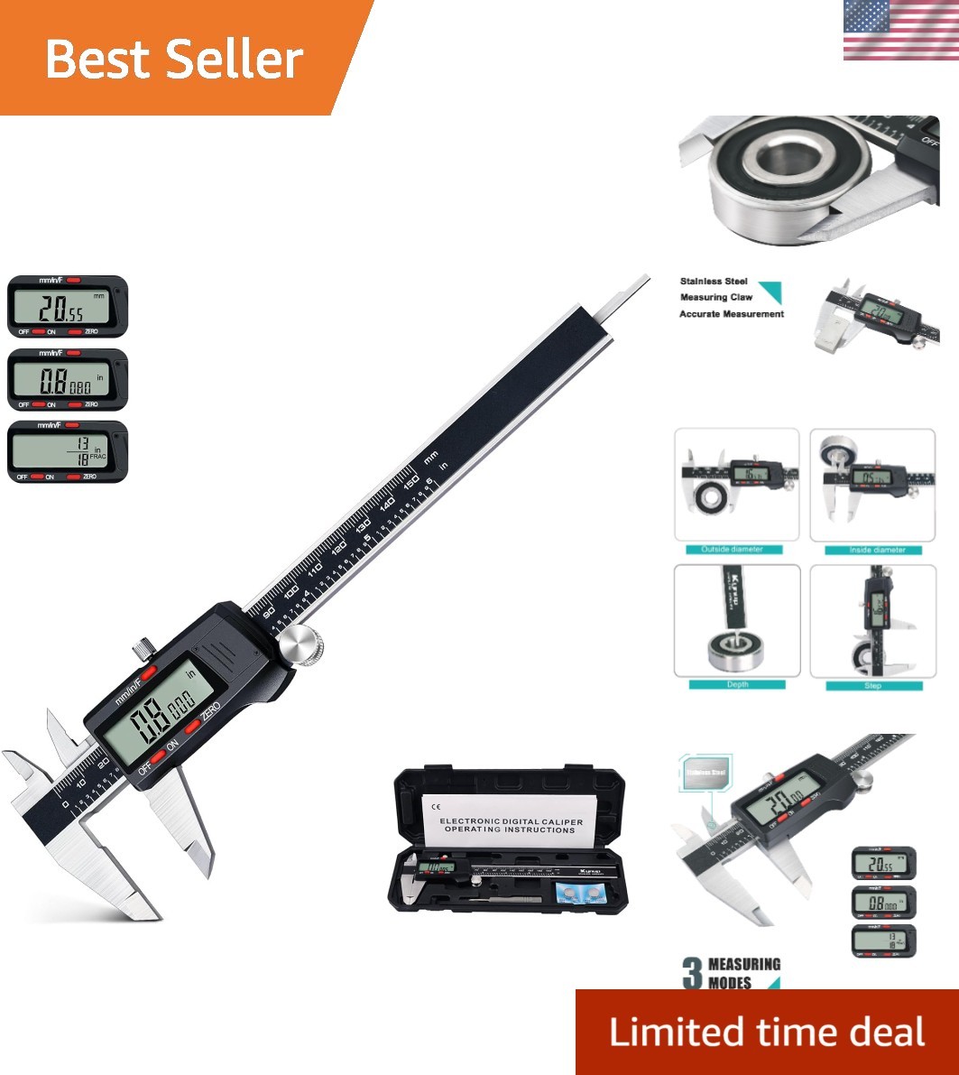 Precision 6 Inch Digital Caliper with Large LCD - Ideal for All Measuring Needs
