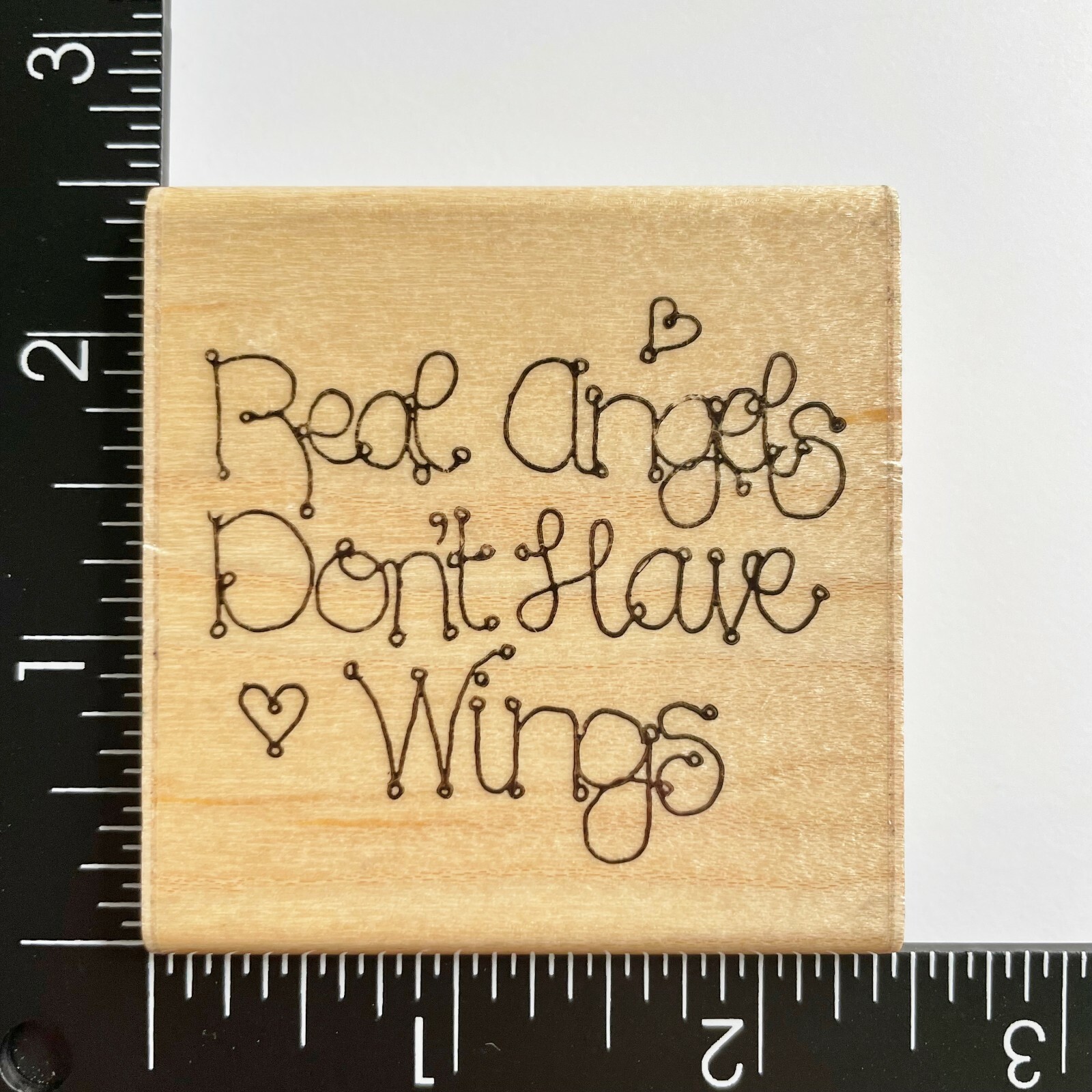 DOTS Real Angels Don’t Have Wings Hearts L202 Wood Mounted Rubber Stamp