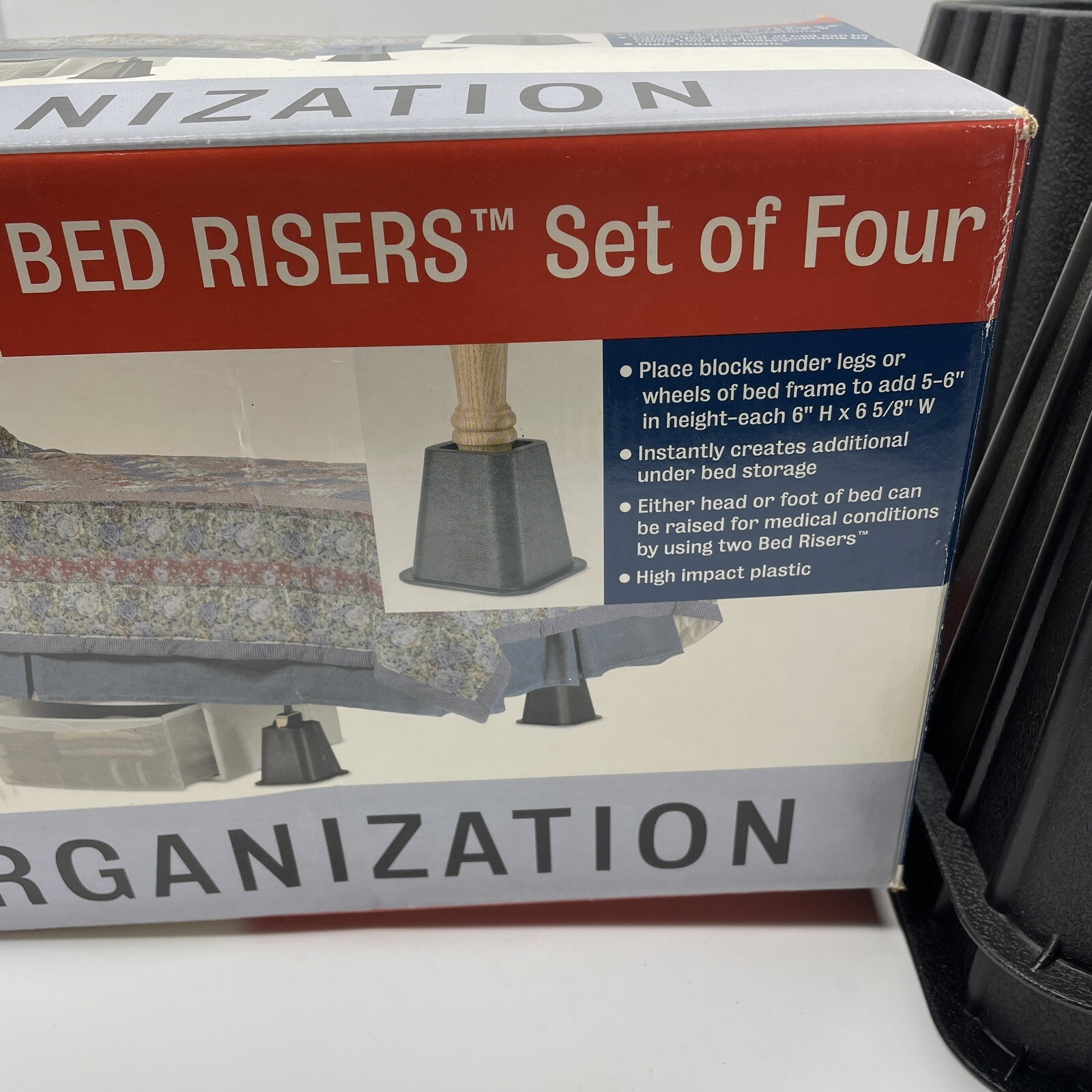 Heavy Duty Set of 4 Bed Risers, Creative Organization 6” Stackable