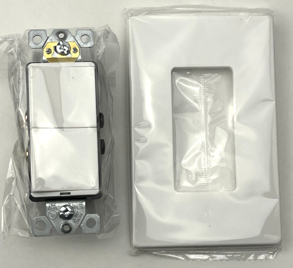 New Lider Double Rocker Switch LCS2-1P 15A 120-277VAC White Minimalist Design