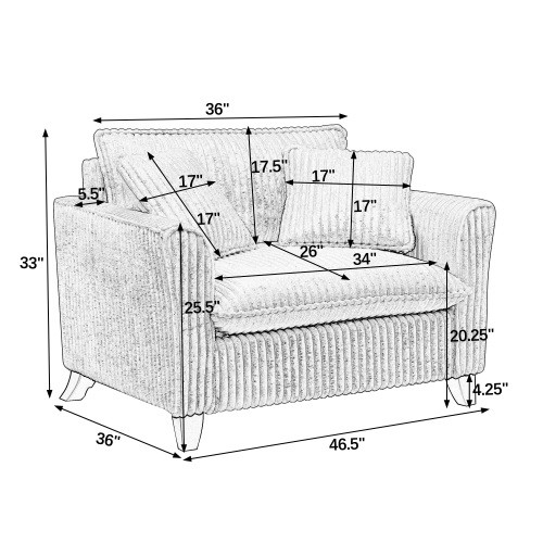 Single Person Sofa Chair with Backrest & Armrests - Blue