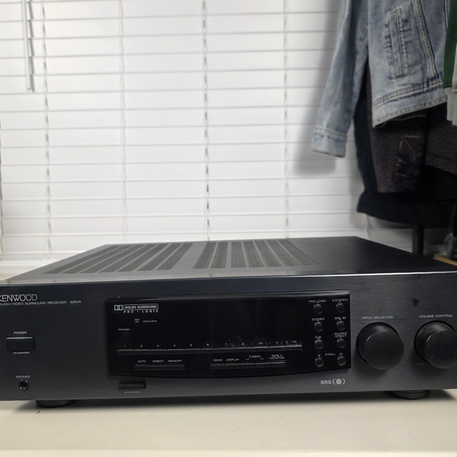 Kenwood Receiver Black 106VR Dolby Pro Logic SRS 3D Phono Input Vintage Audio