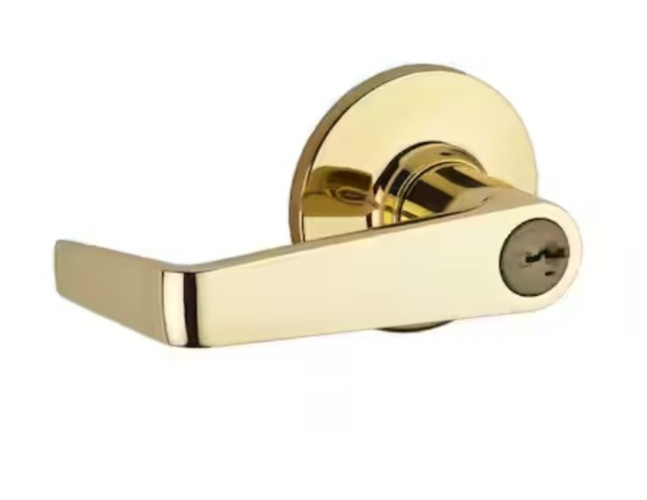 Kwikset Carson Polished Brass UL Rated SmartKey Entry Door Handle 438CNL 3 SMT