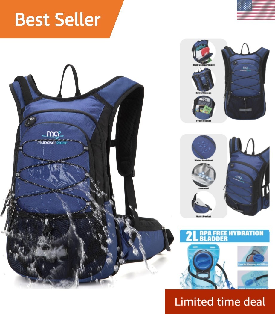 15L Insulated Hydration Backpack Pack with 2L Water Bladder Lightweight Hikin...
