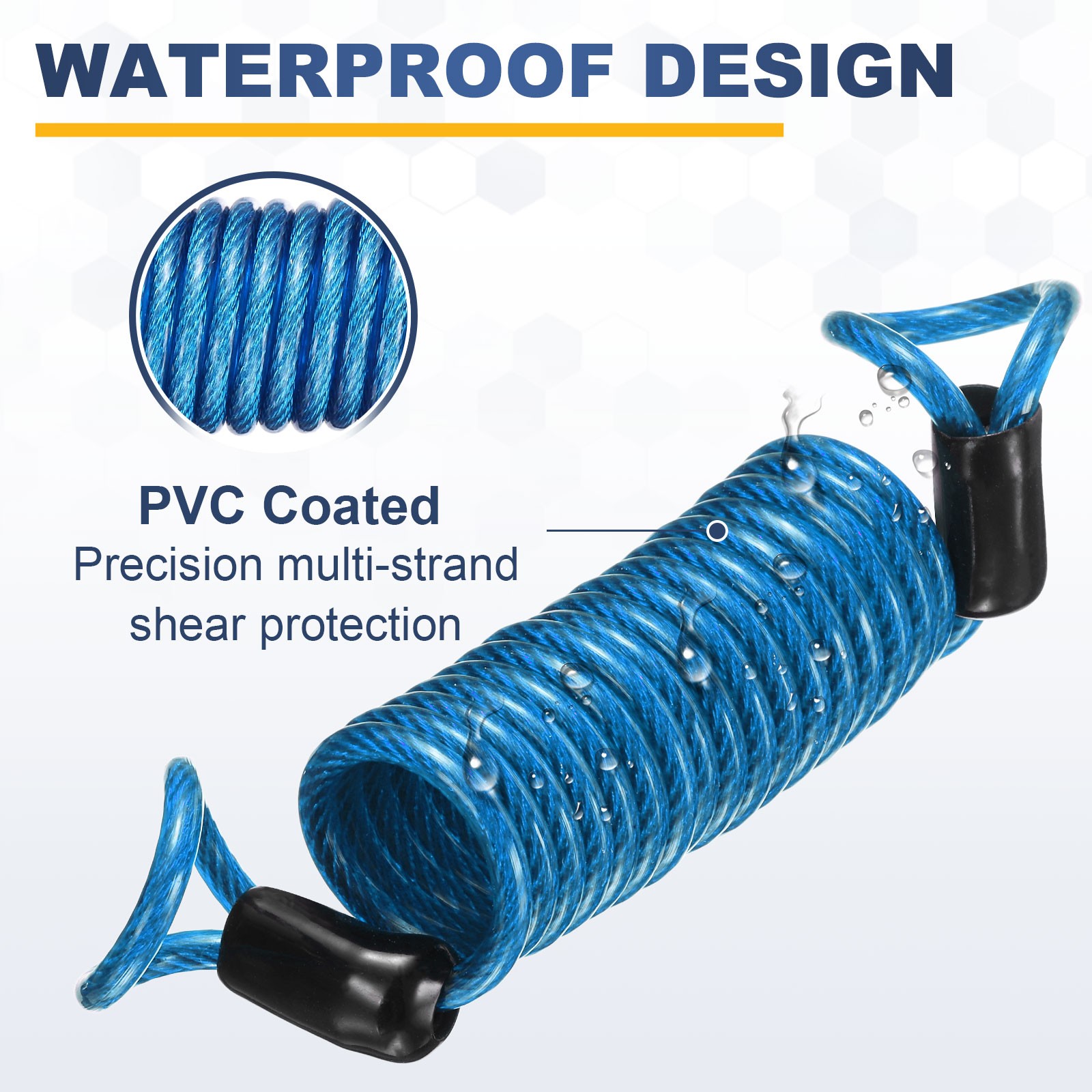 3.3Ft Security Cable Lock Steel Safety Cable with 3.8" Combination Lock Blue