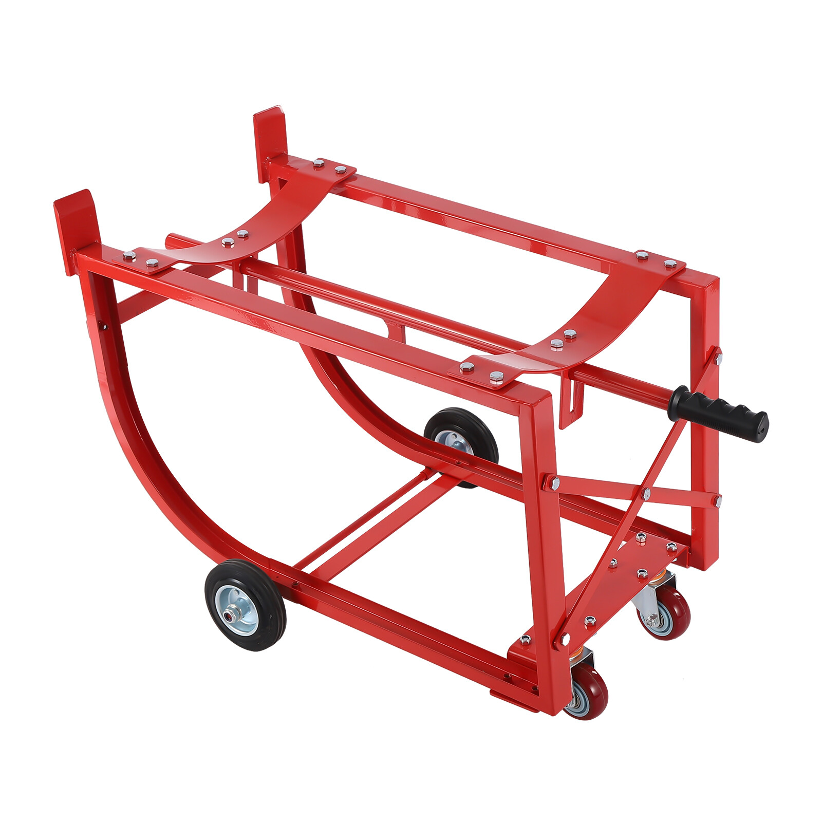 Drum Cradle With 4 Wheels, 55Gal Drum Cradle, 600lbs ,Red for Workshop&Factory