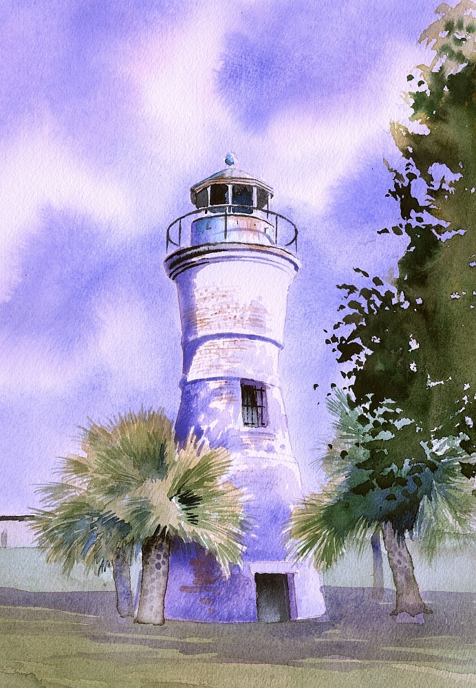 Port Pontchartrain Lighthouse, Milneburg, New Orleans. James Mann Art Notecards
