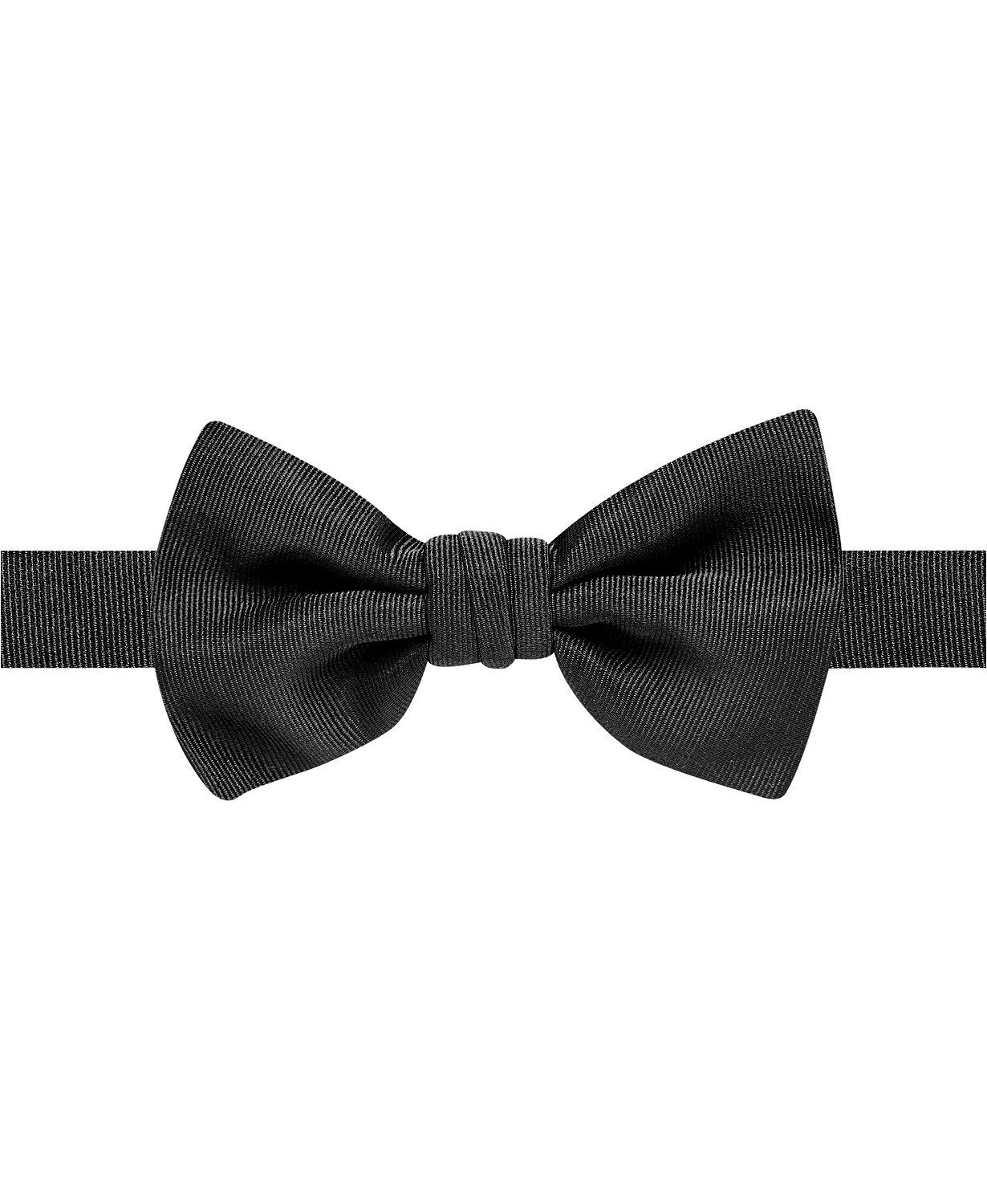 $120 Ryan Seacrest Mens Solid Black Bowtie Suit Dress Classic Adjustable Bow Tie