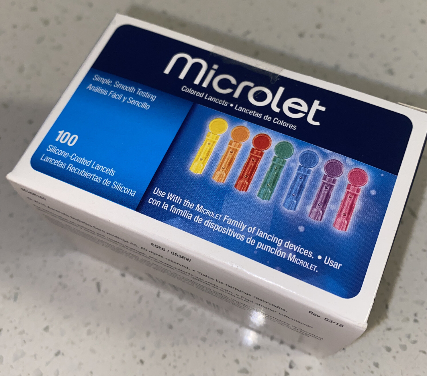 Microlet Colored 100 Silicone Coated Lancets . Simple Smooth Testing. Sterile