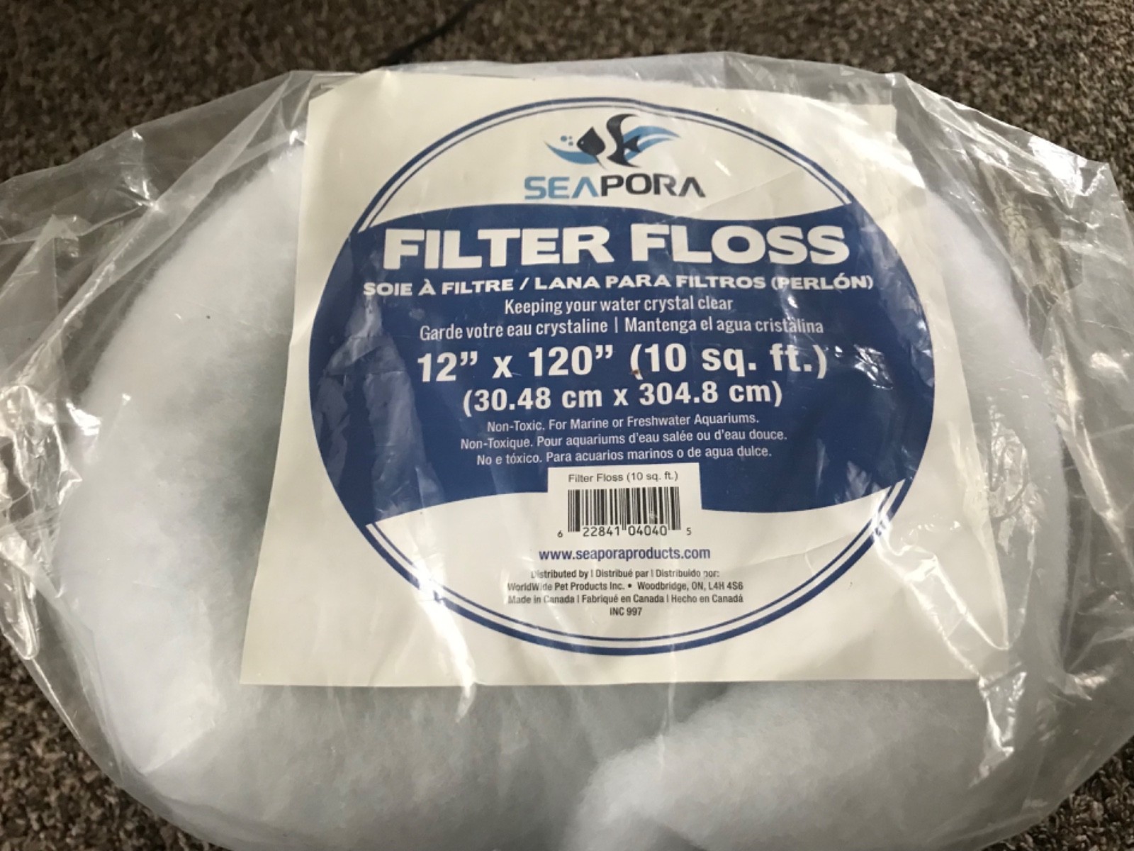Seapora Filter Floss 12" x 120" 10 sq ft