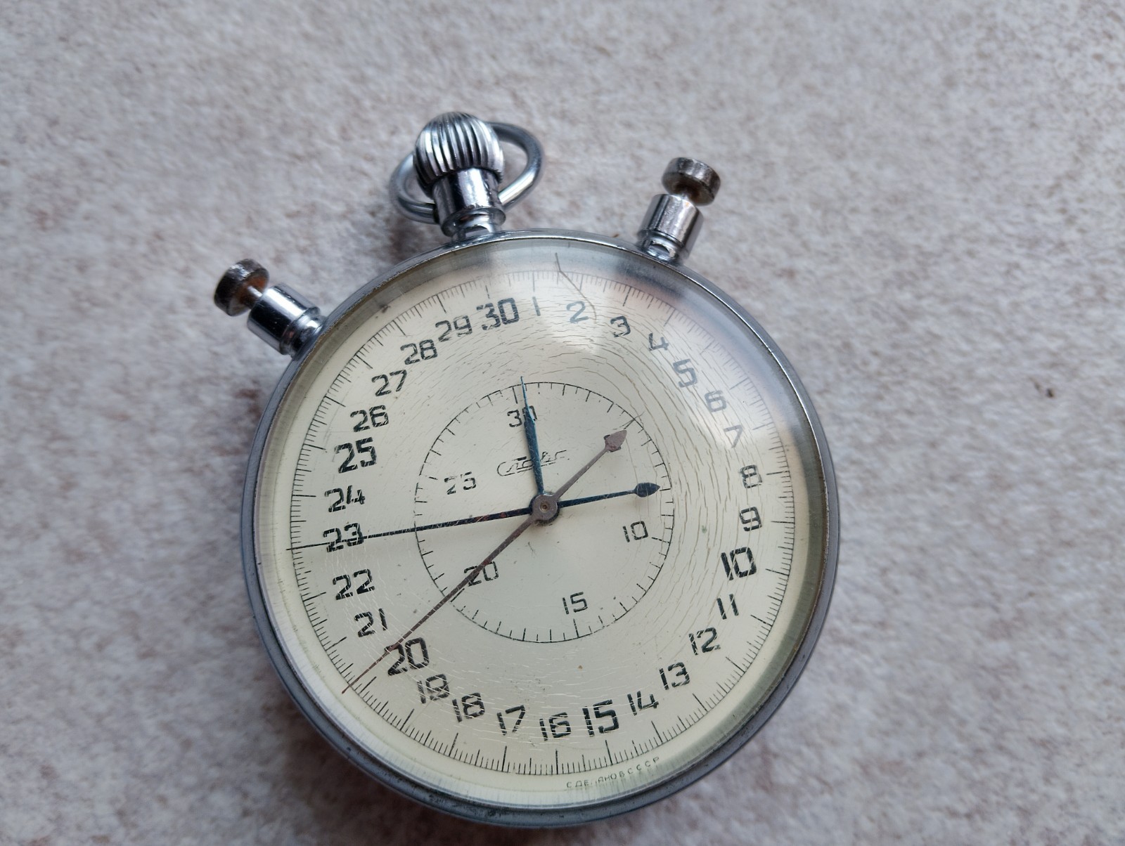 Vintage Soviet Stopwatch Slava Chronometer 3-Button Mechanical Timer/For Parts