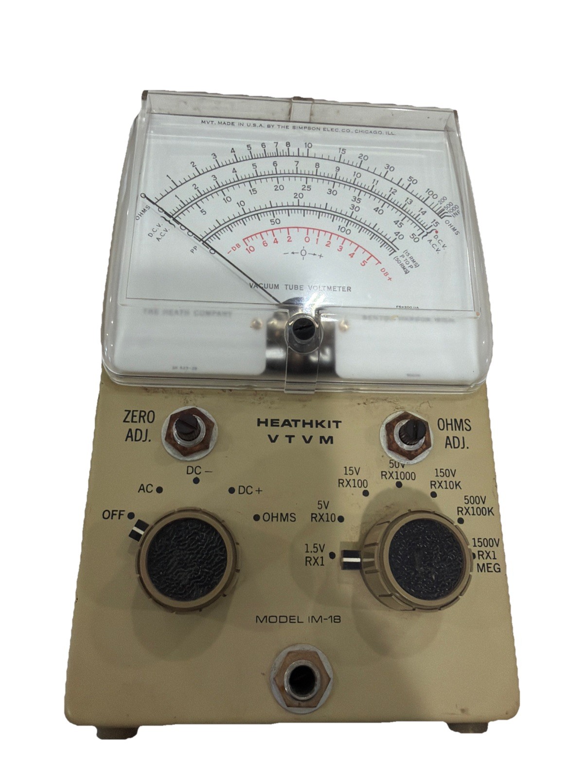 Heathkit IM-18 VTVM Vacuum Tube Voltmeter Vintage Analog Multimeter Tester