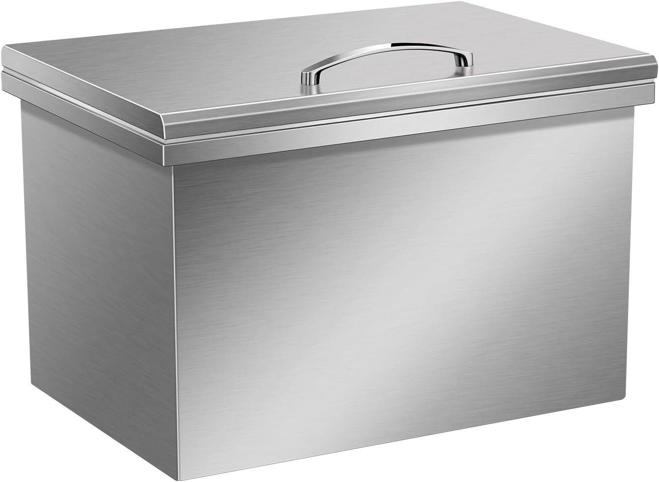 Stainless Steel Drop-in Ice Chest with Hinged Cover, 36.3 Quarts Capacity, Silve