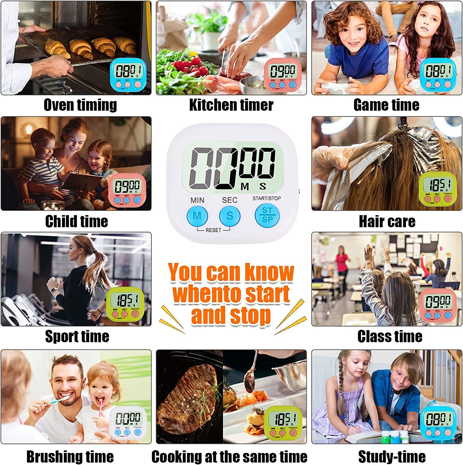 Timer Kitchen Study Work Exercise Excellent timing Reminder small square timer
