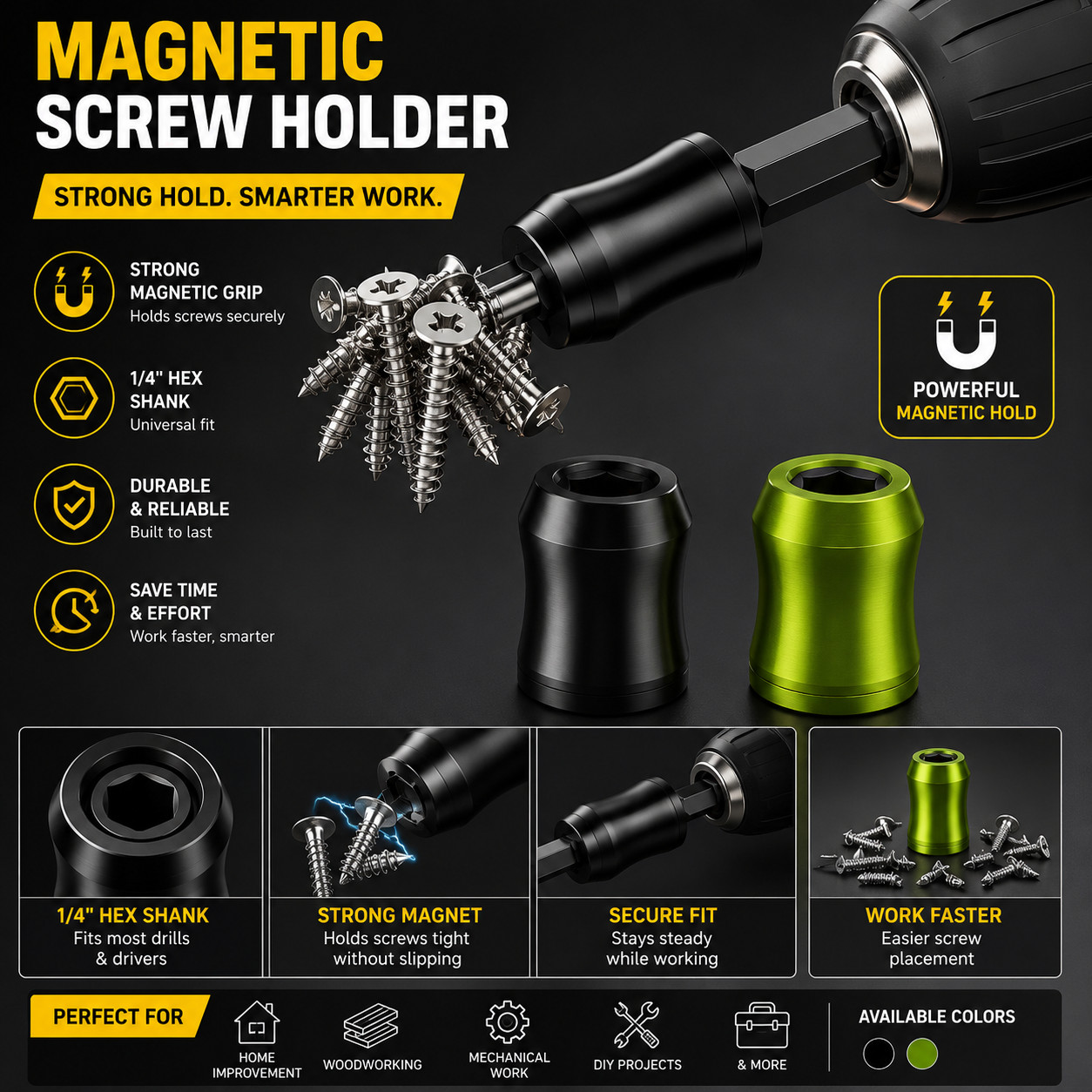 SEESE Strong Magnetic Screw Ring 1/4 Inch/ 6.35 mm Universal Magnetic Screw H...