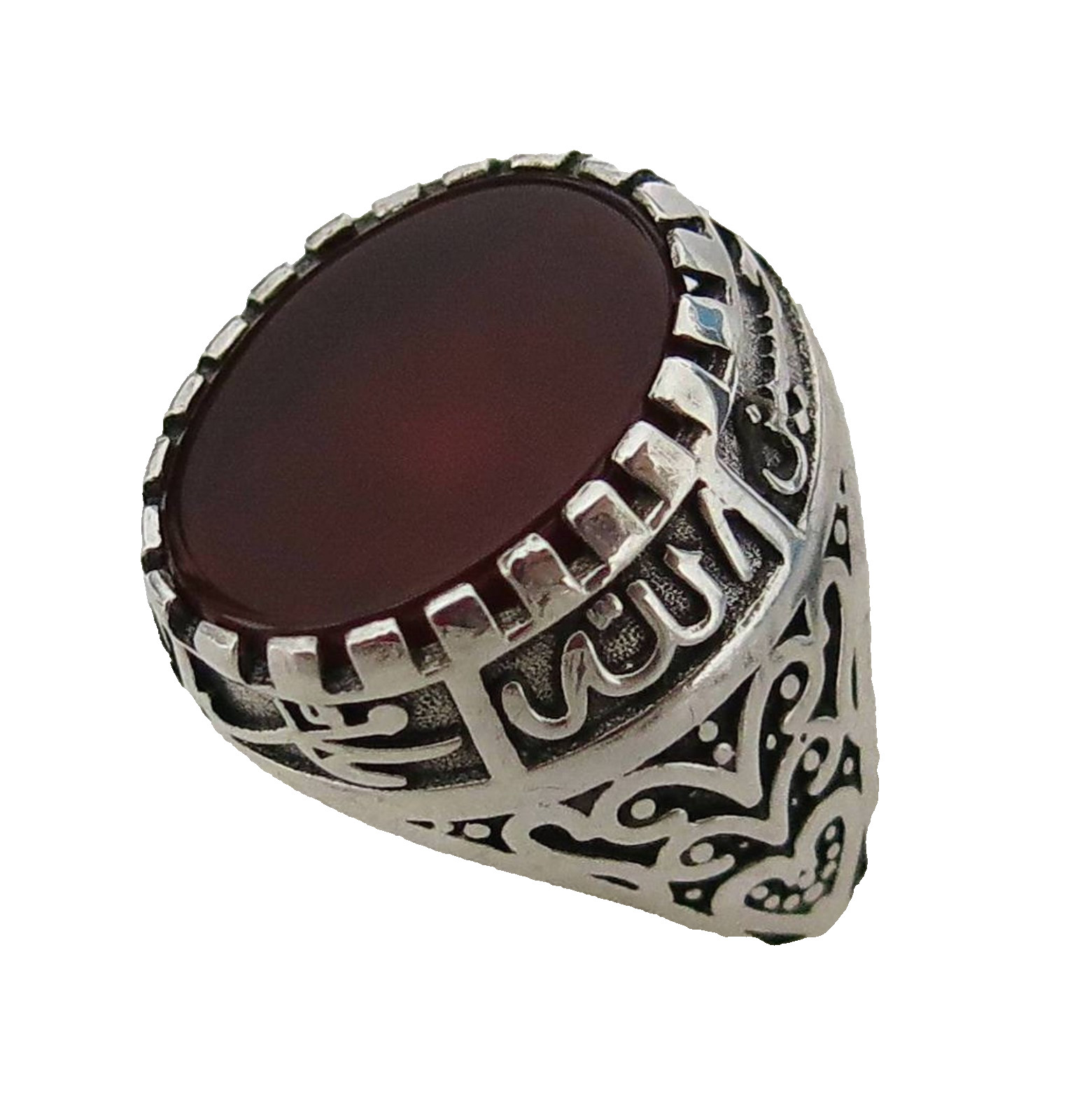Men’s 925 Sterling Silver Ring Original Yemeni Hakik Aqeeq Stone Handmade Islami