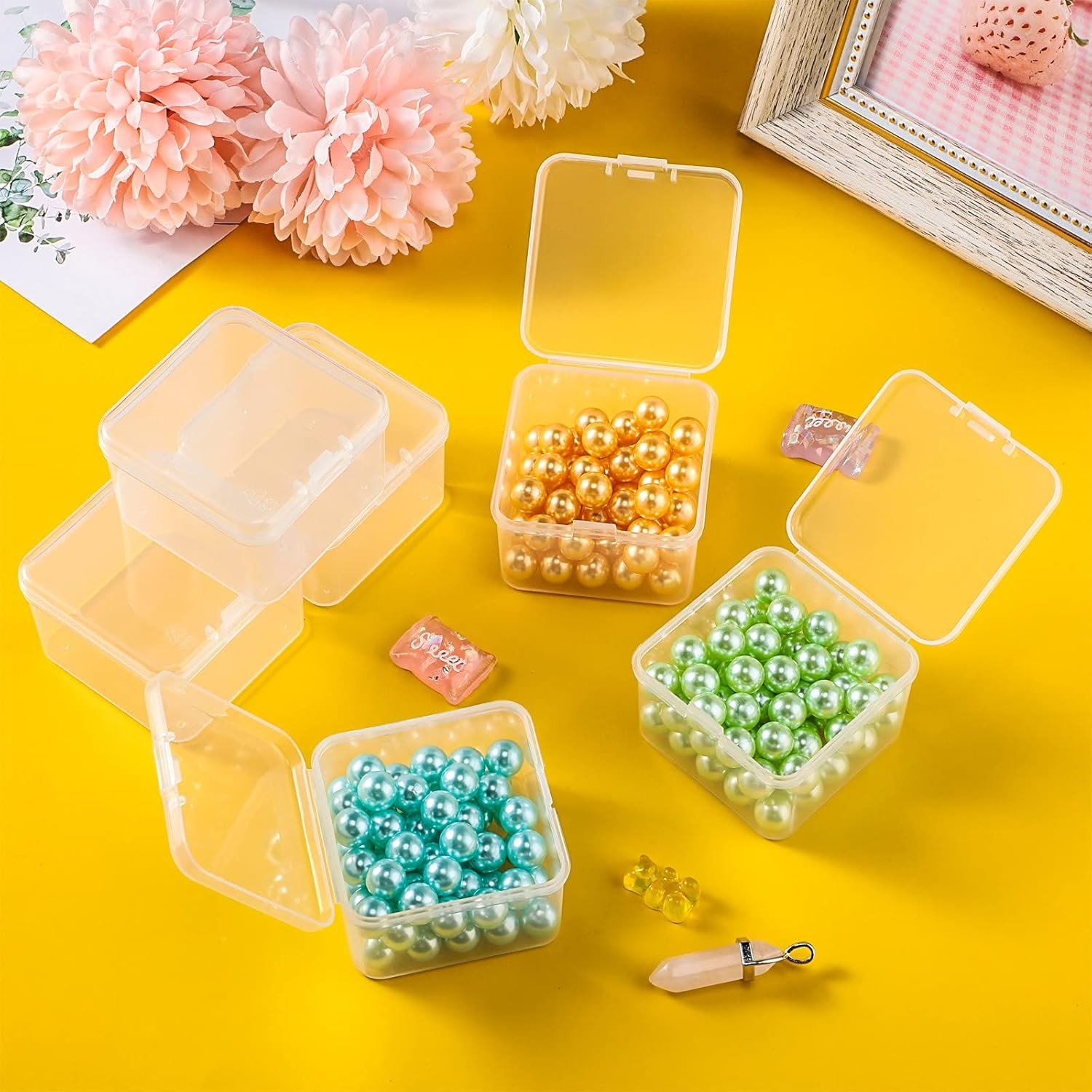 48 Packs Clear Small Plastic Containers Transparent 2 x 2 x 1.4 in,