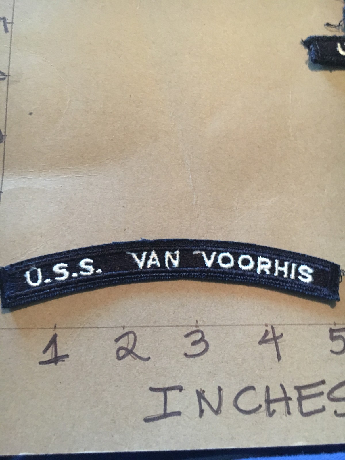 US NAVY SHOULDER STRIP TAB *** rocker *** Patch USS Van Voorhis