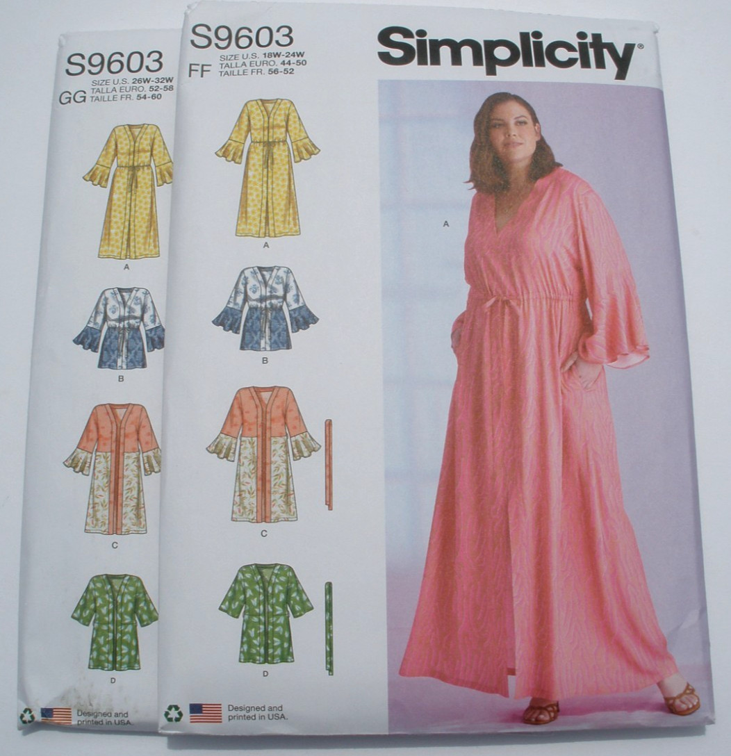 Simplicity Pattern 9603 Women's Caftan Wrap Housecoat Plus 26W-32W Uncut