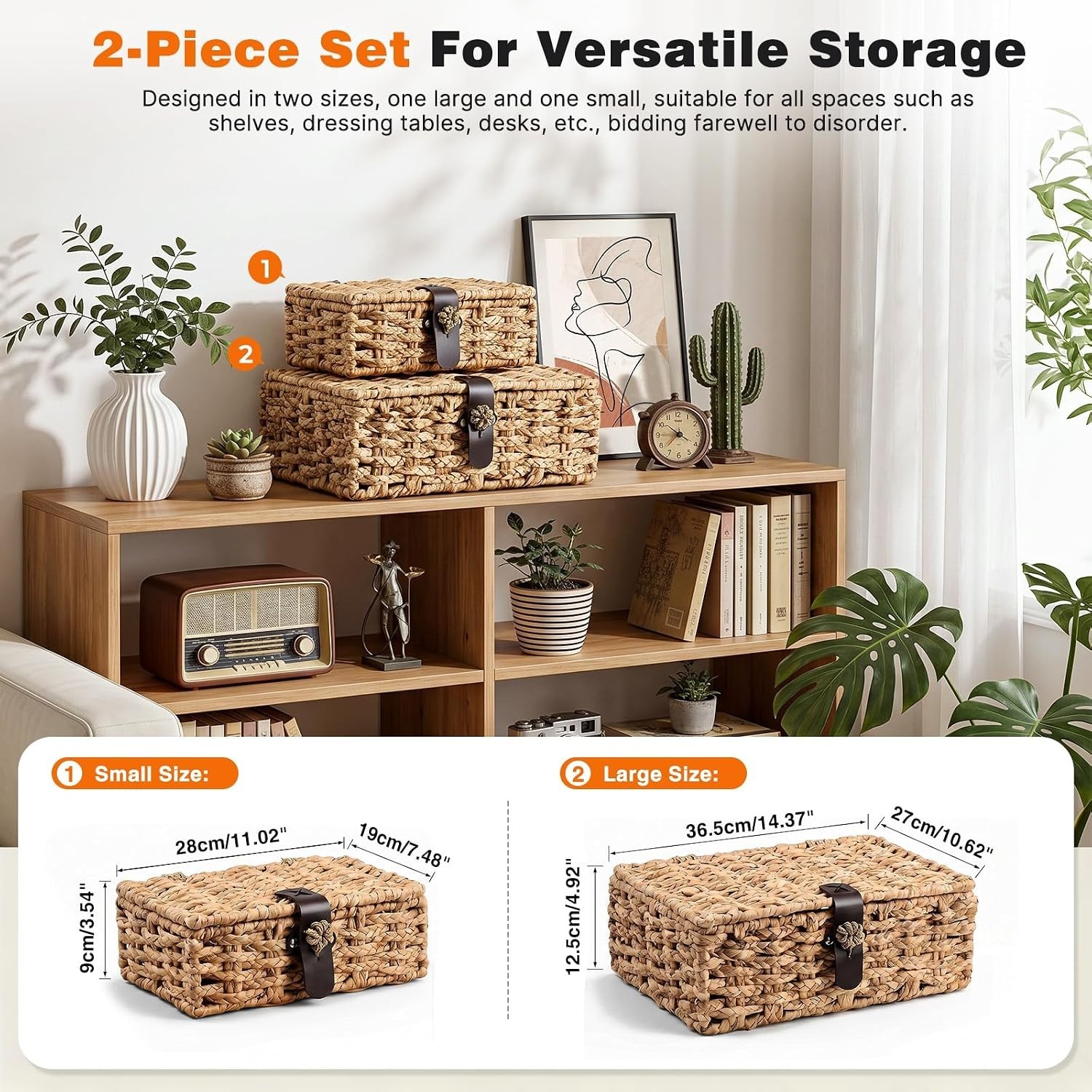 Versatile Handwoven Wicker Boxes with Magnetic Closures, Perfect for Home Decor