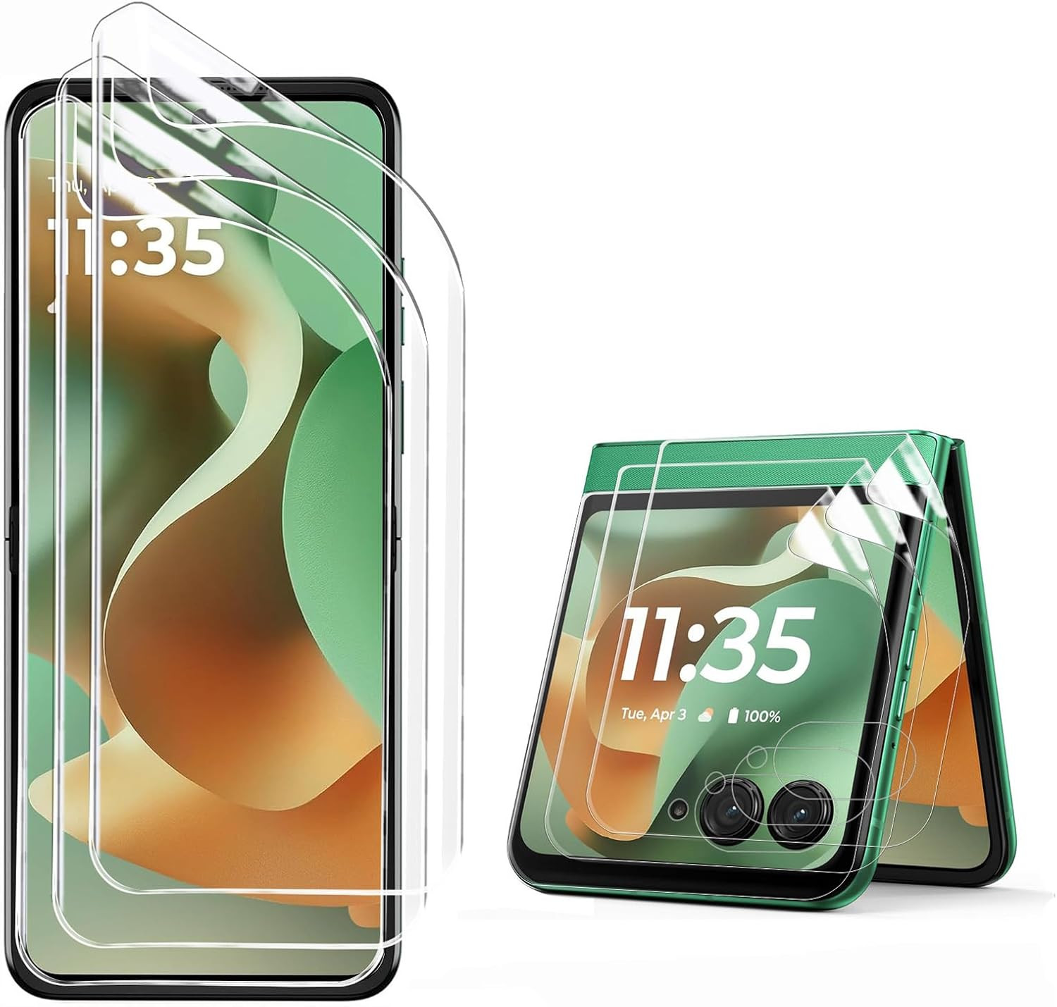 3 Pack for Motorola Razr 2025/2024 Screen Protector,[3 Main Screen + 3 Front Scr
