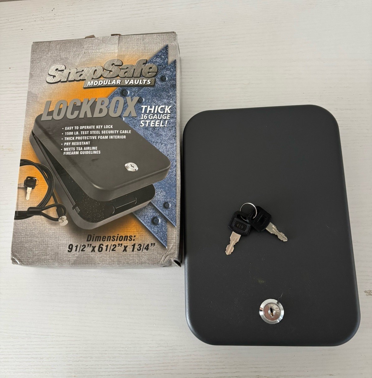 SnapSafe TSA Approved Lock Box with Two Keys 16 Gauge Steel Security Safe