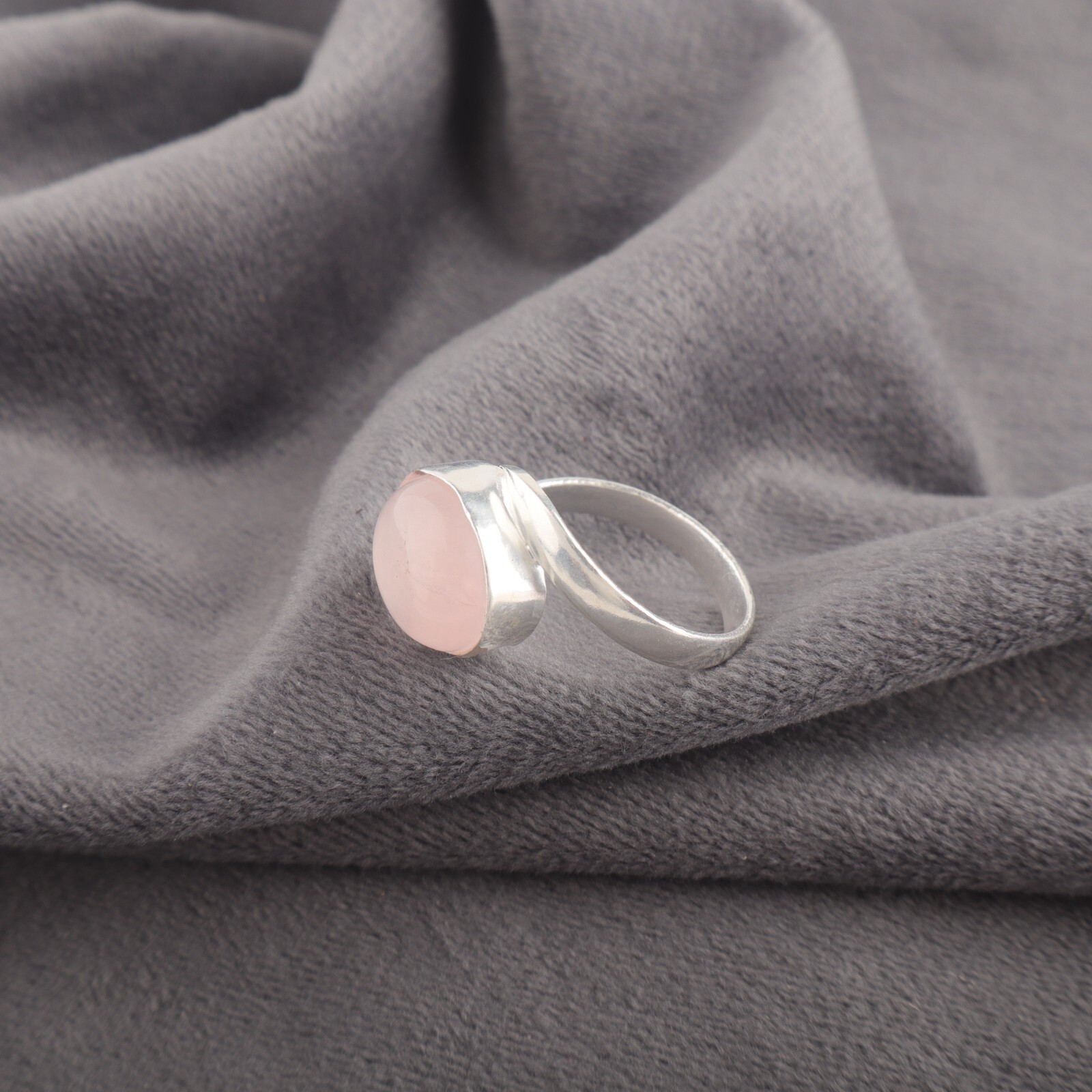 Rose Quartz Gemstone Ring 925 Sterling Silver Handmade Jewelry Thanksgiving Gift