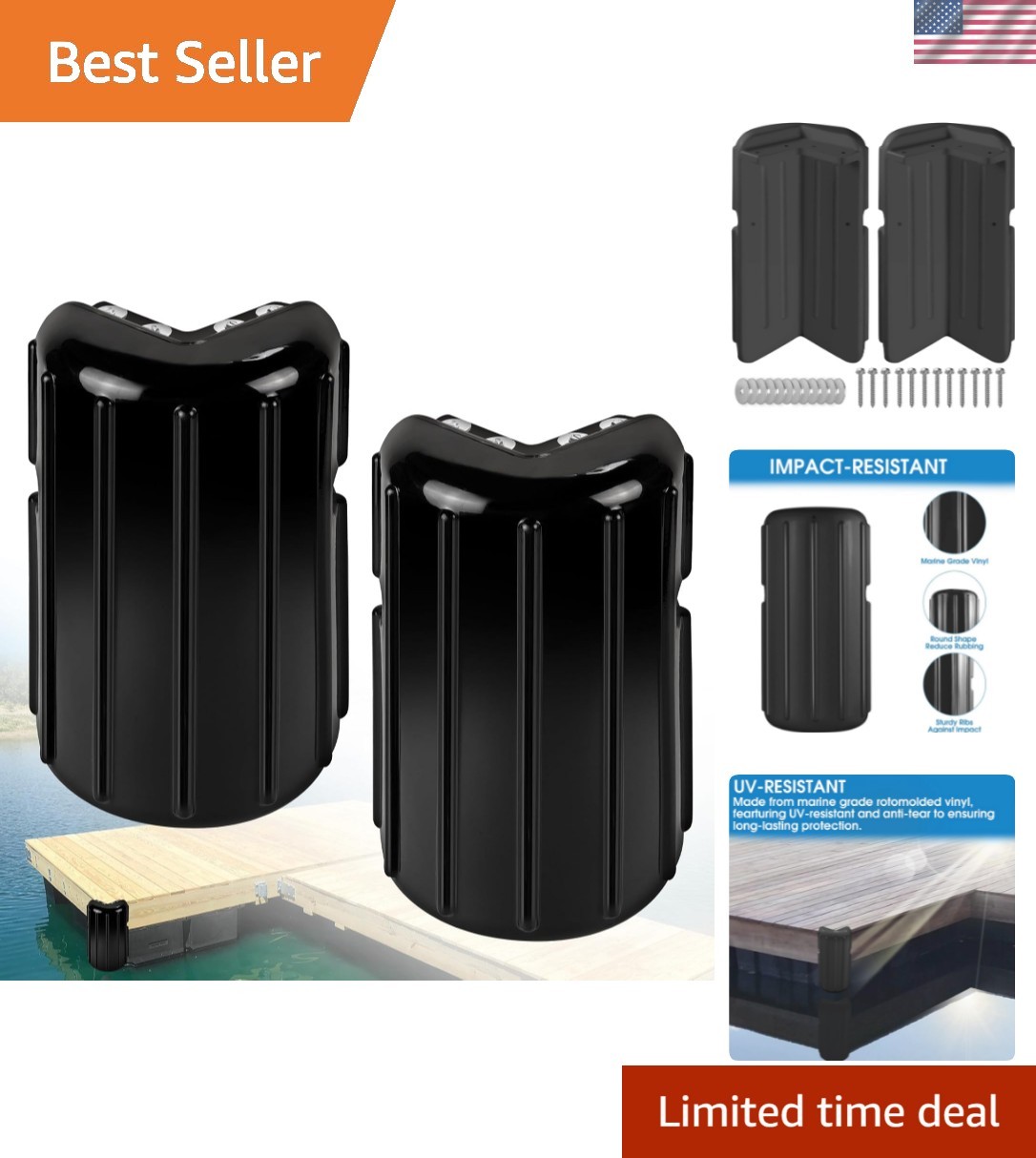 Dock Bumpers Dock Corner Bumper Fender Marine Boat Dock Bumpers for Edge Corn...