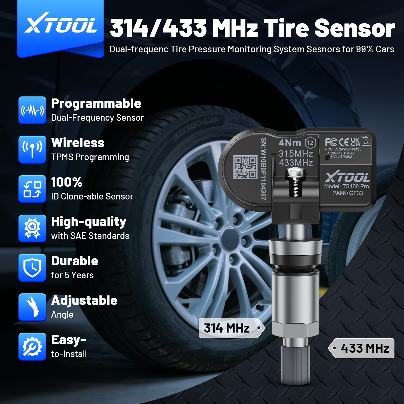 XTOOL TP580 +4PCS TS100 Sensor Programming TPMS Relearn Activate Full Diagnostic