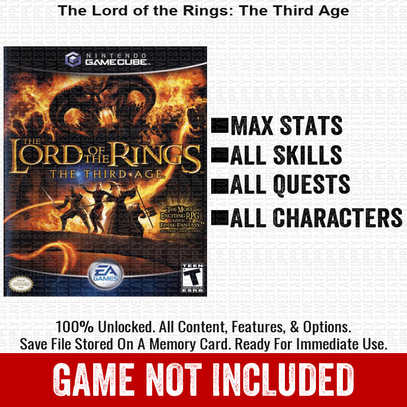 The Lord of the Rings The Third A 100% Nintendo GameCube Memory Card Save CHEATS