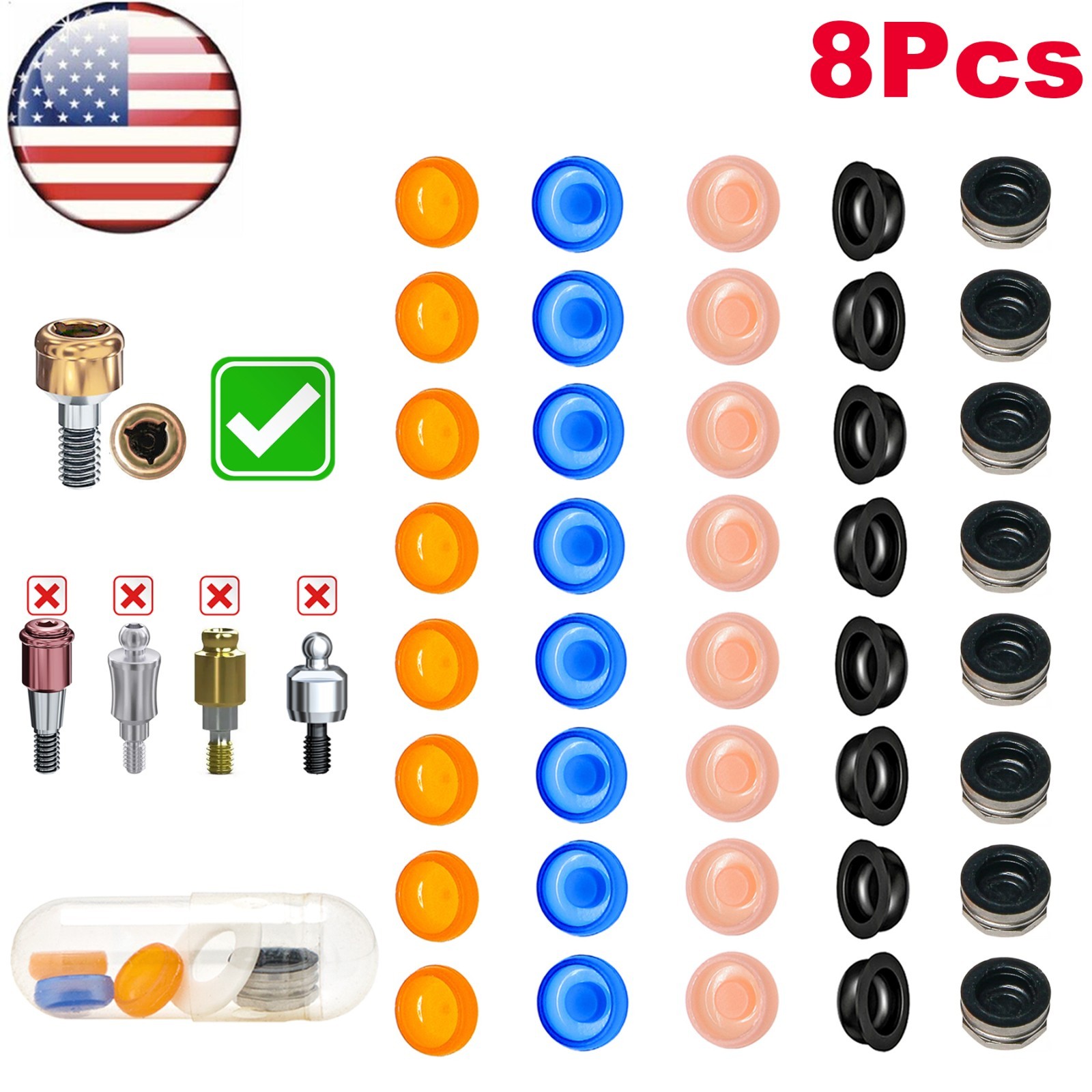 US Dental Overdenture Implant Strong Retention Caps For Locator Abutment Inserts